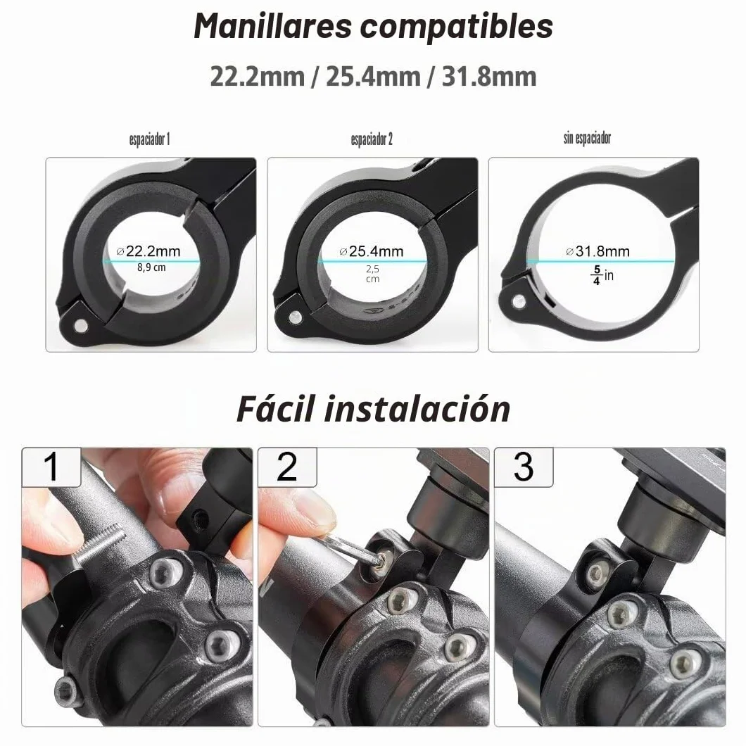 ROTTO Soporte Móvil Bicicleta 360° Rotación Aluminio Robusto Universal