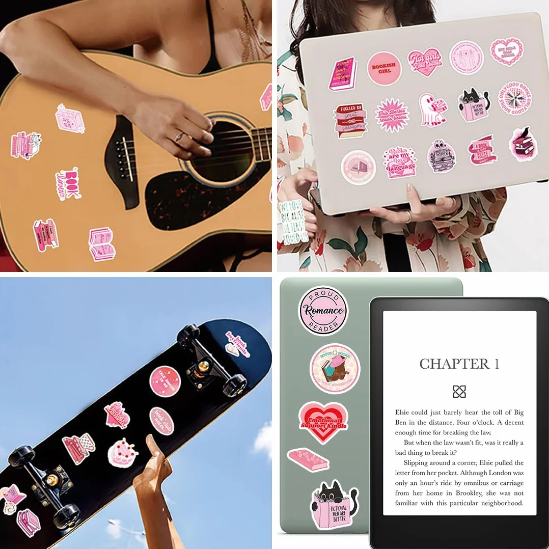 Pegatinas Lectoras Rosa Vinilo Impermeable 60 Piezas para Scrapbook Kindle Amantes de Libros