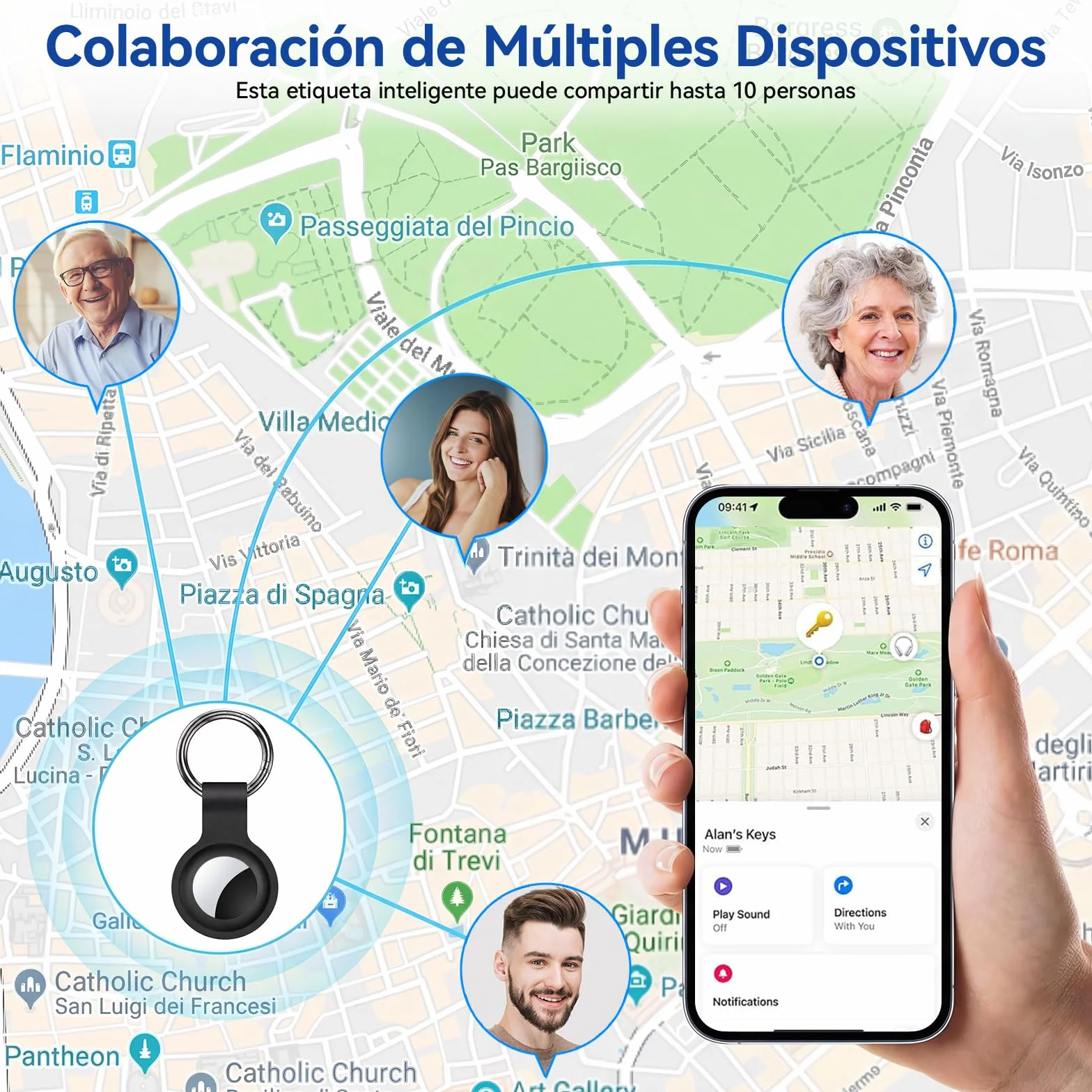 Localizador GPS Coche 2026 Magnetismo Sin Tarjeta SIM ni Suscripción para Android iOS Rastreador Oculto Negro