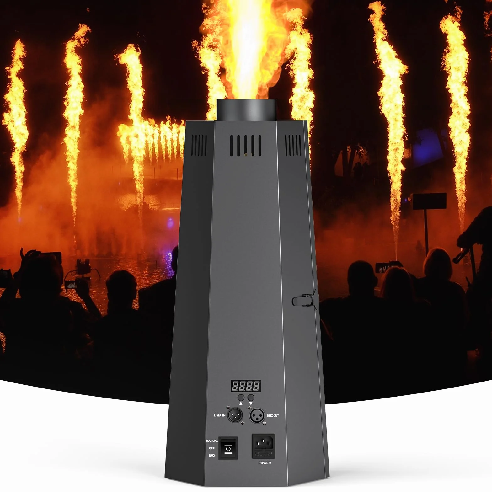 Lanzallamas 150W Proyector de Llamas con Controlador DMX512 Dj Jet Flame Machine para conciertos, espectáculos, fiestas, Halloween, Navidad, eventos deportivos