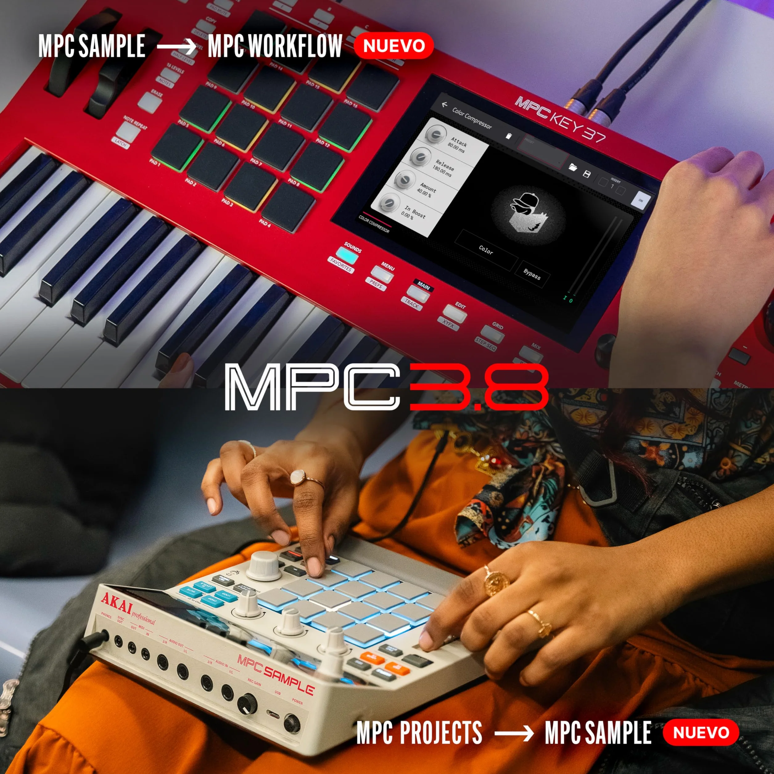 Akai Professional MPC Key 37 Sintetizador de Producción Independiente, Caja de Ritmos, Teclado MIDI, con Wi-Fi, Bluetooth, Pantalla Táctil, Plug-ins e Integración con Native Instruments
