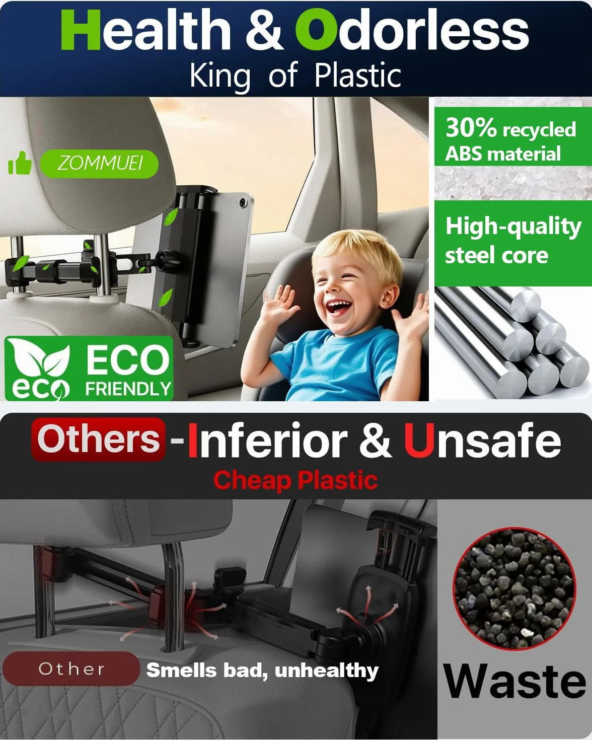 Soporte Tablet Coche,Soporte Reposacabezas Asiento Trasero para automóvil 360°Rotación Soporte de Montaje Extensible para iPad Air Mini 2 3 4,Pad 2018 Pro 9.7,10.5, Tableta de 4.4-13.6 Pulgada