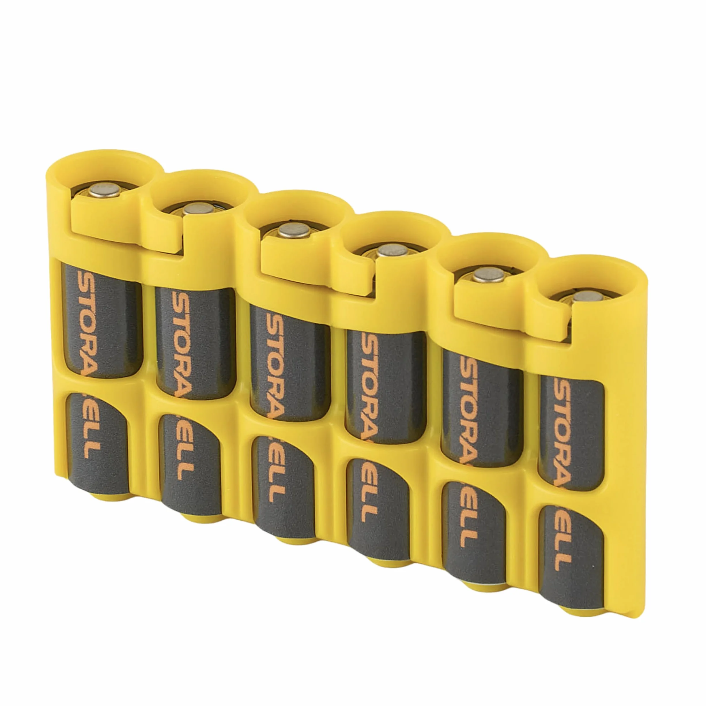 Storacell Organizador de almacenamiento de pilas AA, amarillo, capacidad para 6 pilas (no incluidas)