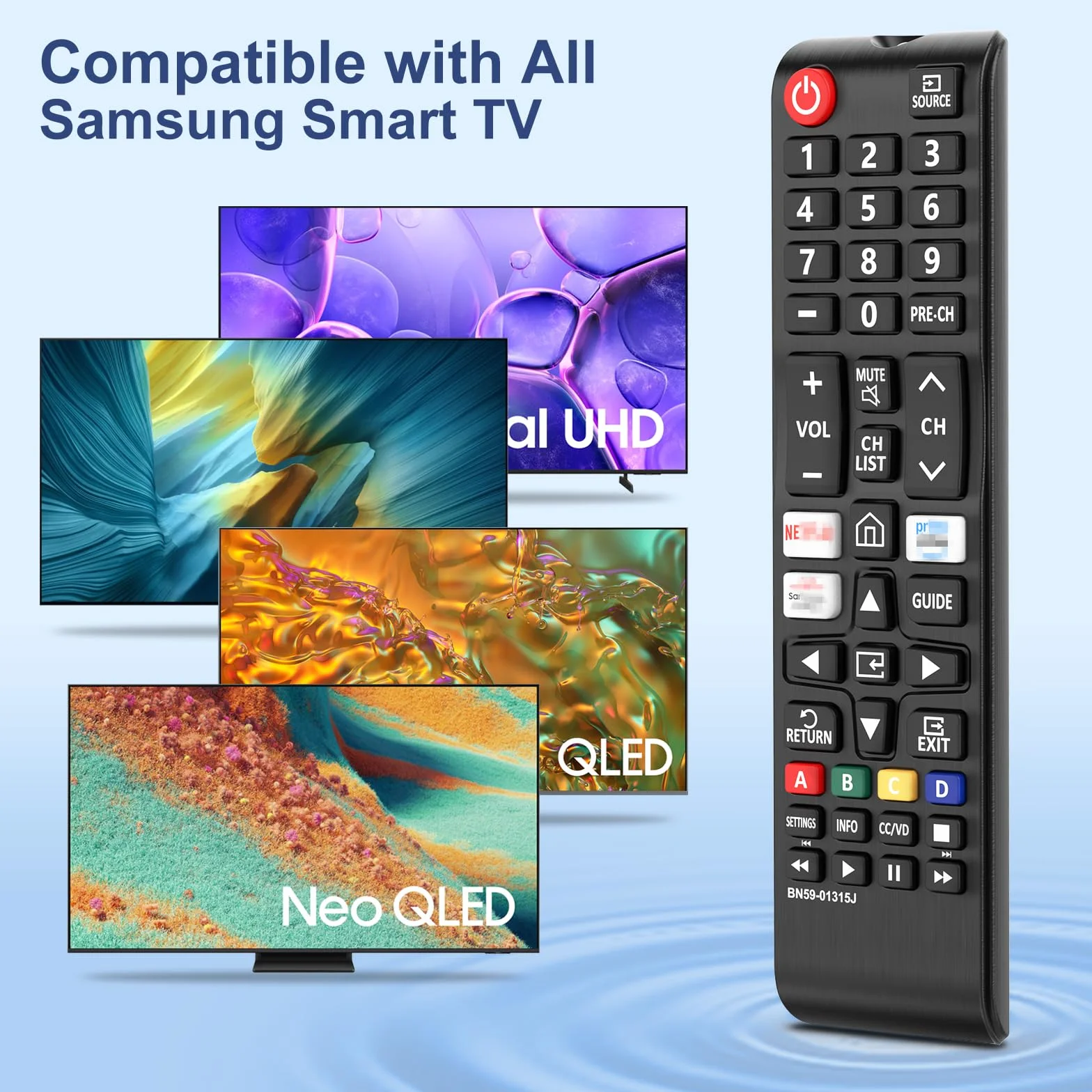 Mugust Universal Mando a Distancia para Samsung Smart TV AA59-00741A AA59-00786A AA59-00602A BN59-01175N BN59-01199F