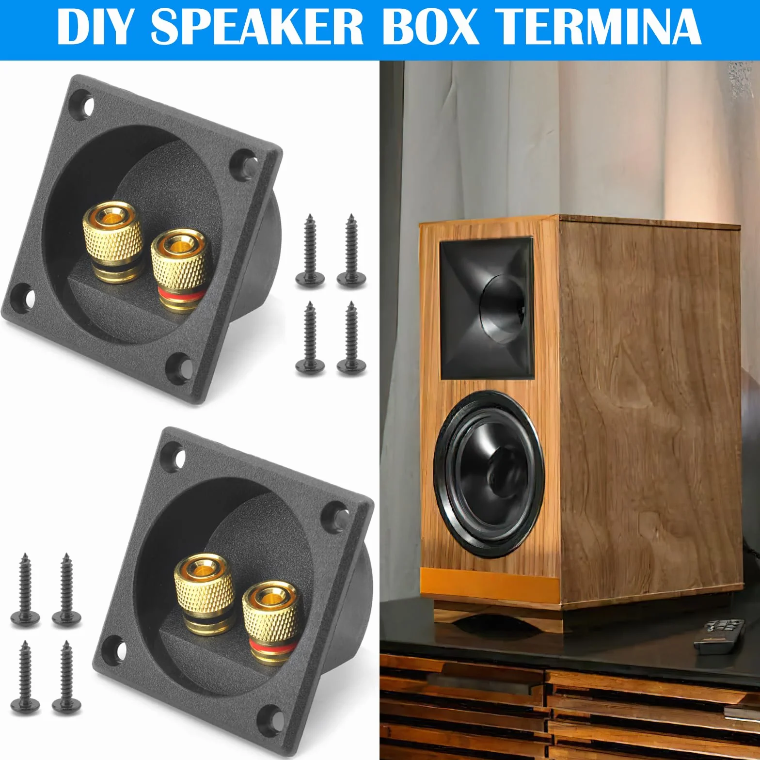 Caja altavoz cuadrada 2 vías 2,2 pulgadas subwoofer estéreo coche DIY con conector banana
