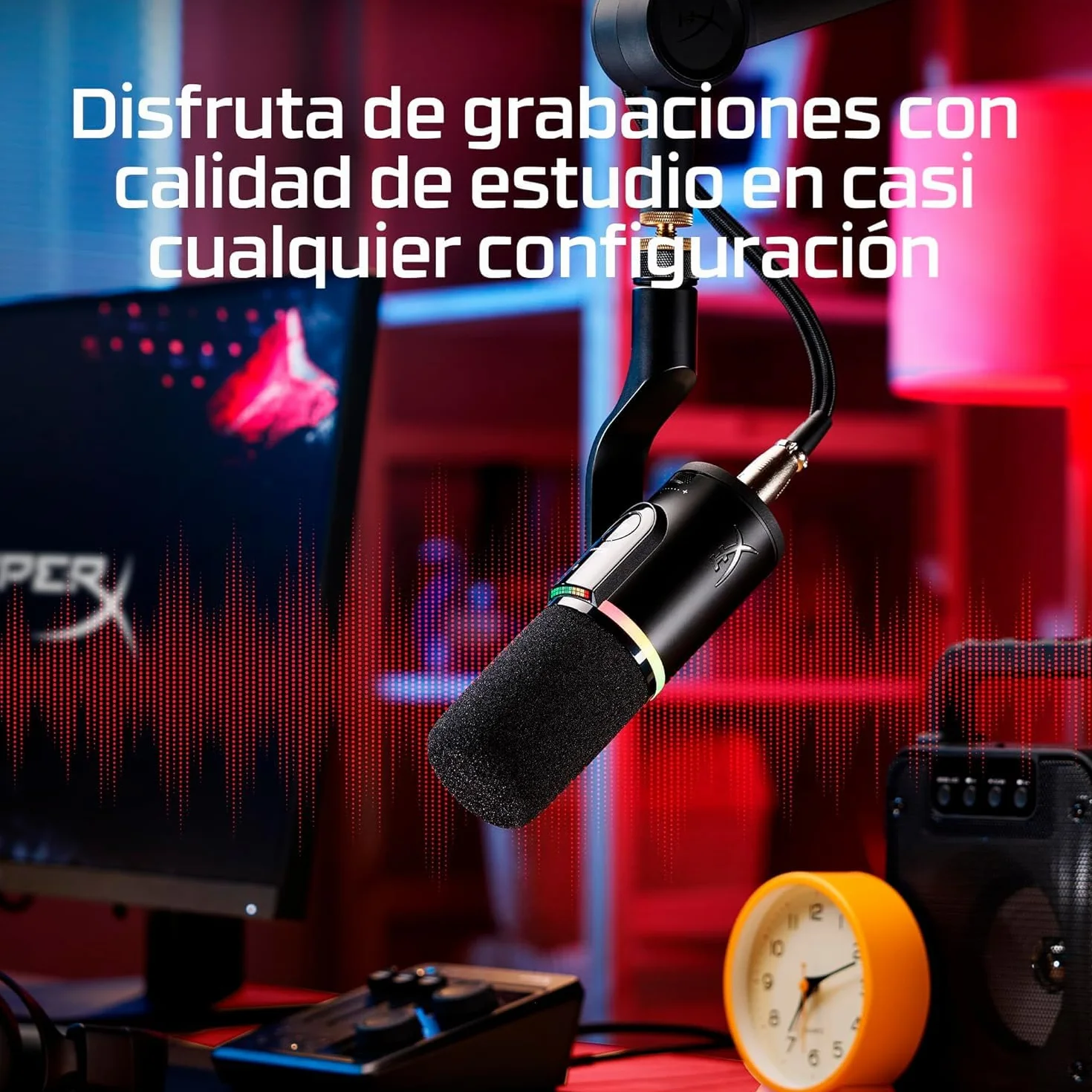 HyperX Flipcast - Micrófono dinámico cardioide para Streaming, podcasts y grabación Vocal, USB-C, XLR, metálico, Negro