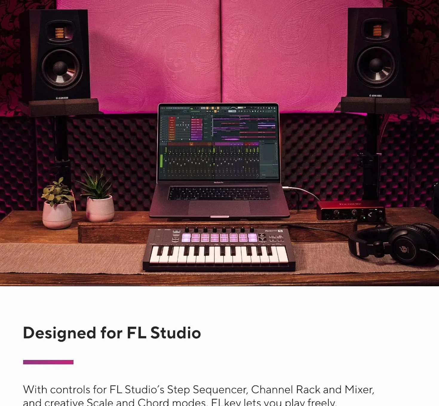 Novation FLkey Mini, controlador de teclado MIDI portátil de 25 teclas con USB e integración con FL Studio para la producción musical, Negro