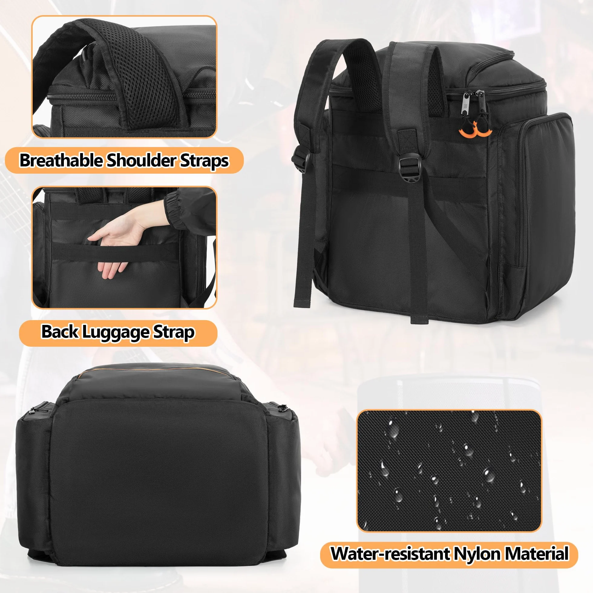 CURMIO Estuche de Transporte Compatible con Bose S1 Pro/S1 Pro+, Mochila para Altavoz Bluetooth Portátil, Bolso de Viaje para Sistema PA, Micrófono, Cargador, Cable, Negro