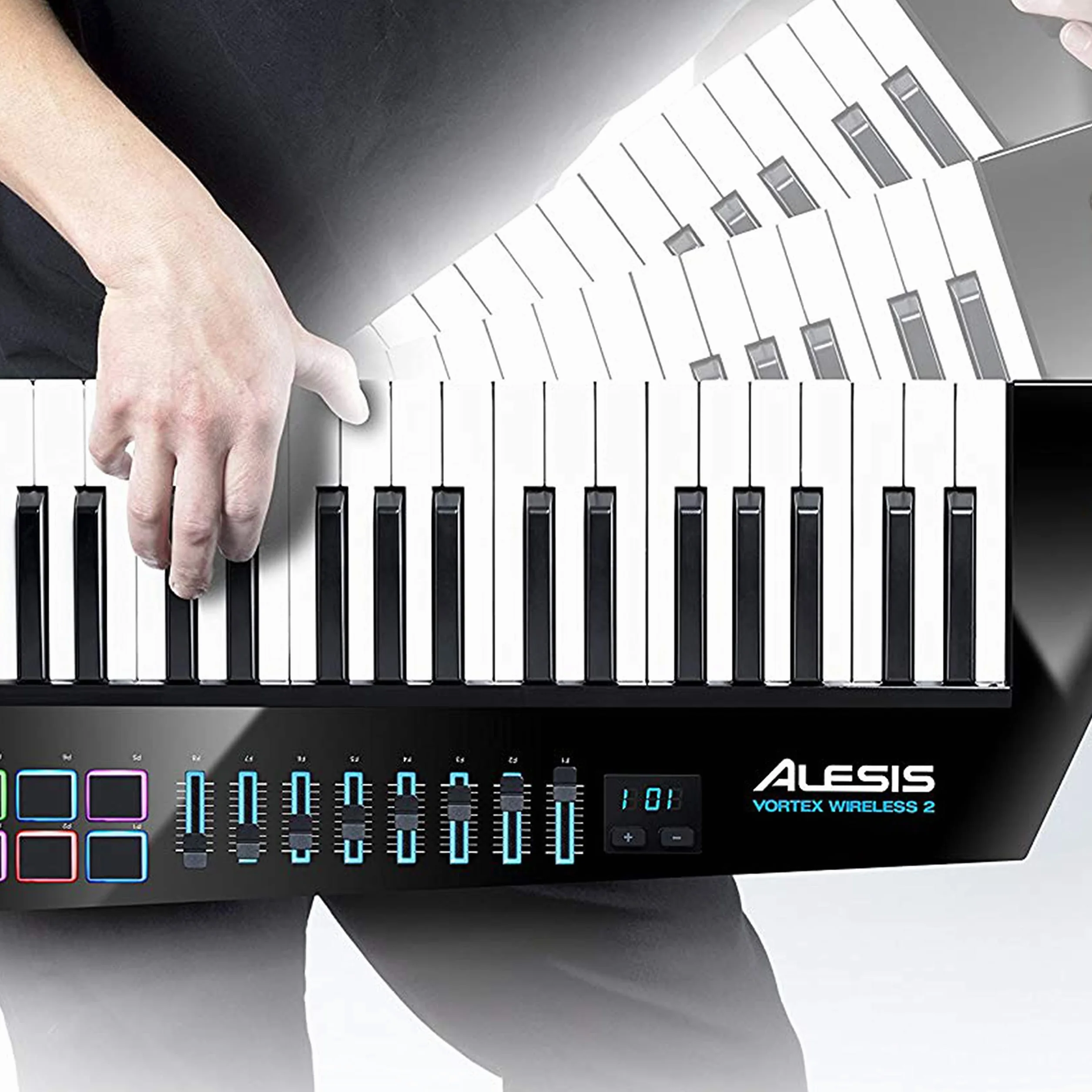 Alesis Vortex Wireless 2 - Keytar Inalámbrico con Teclado Controlador USB MIDI de Alto Rendimiento con Sensor de Inclinación y un Paquete de Software Profesional