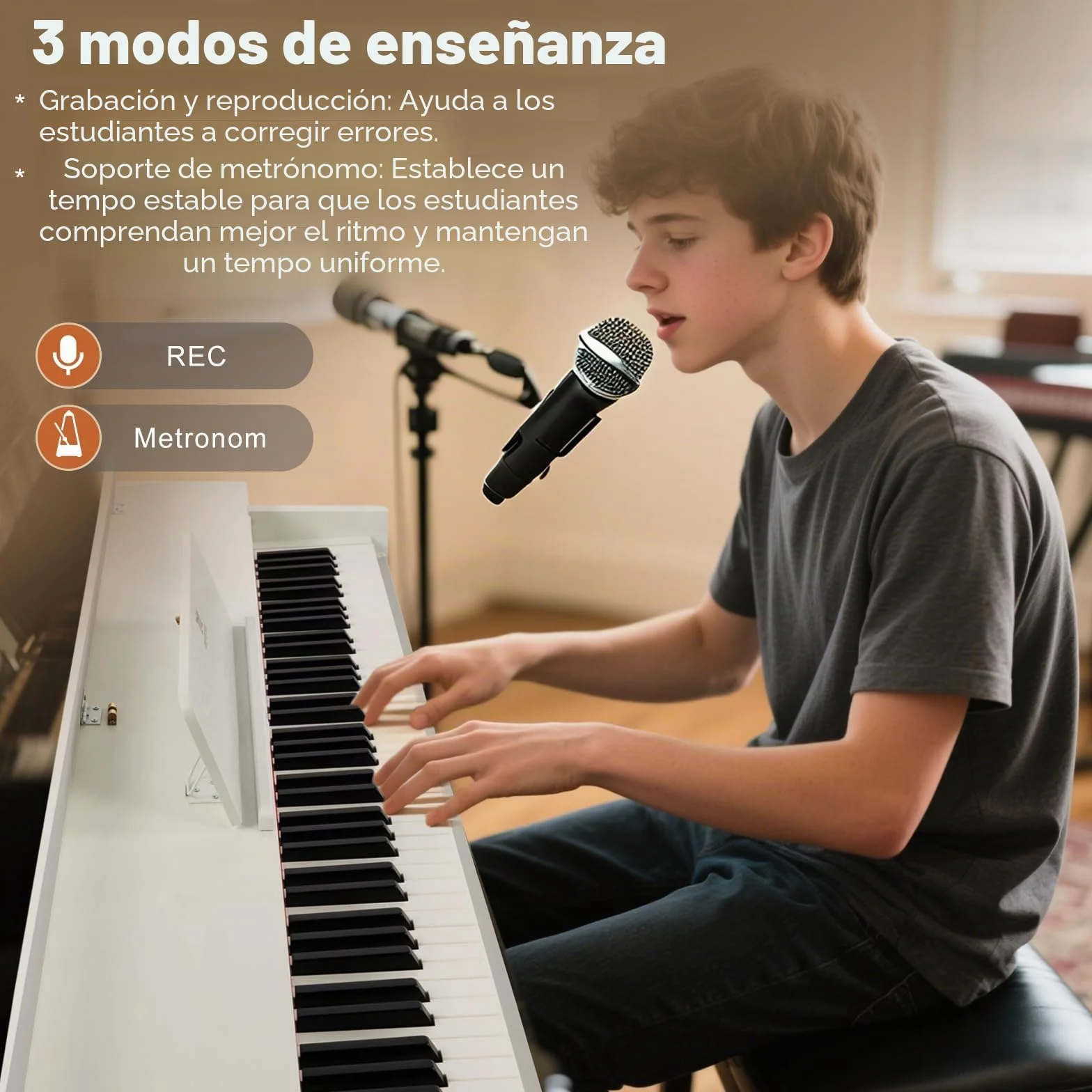 MUSTAR Piano electrónico de 88 teclas con mecanismo de martillos, piano digital, piano electrónico con 3 pedales, sistema de control doble, USB/MIDI, clásico profesional (Blanco)