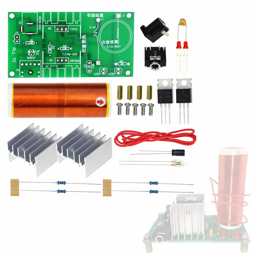 DC 15-24V 15W Mini Music Tesla Coil Plasma Speaker DIY Kits Altavoz de Plasma Tesla transmisión inalámbrica Kits DIY