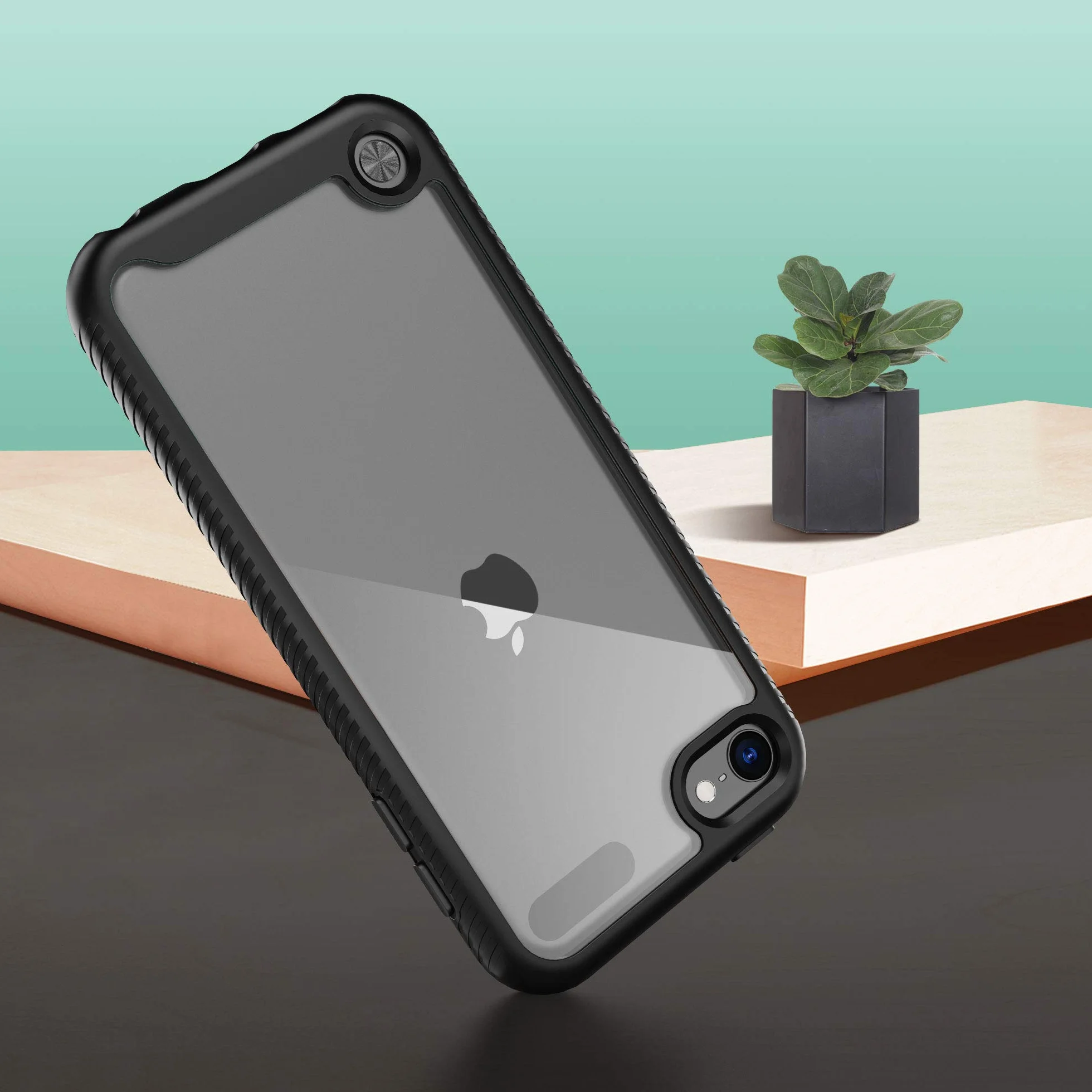 ULAK Funda iPod Touch 7, iPod Touch 5/6 Carcasa con Protector de Pantalla Incorporado Híbrido Clear Cubierta de la Suave Resistente a Rayones Absorción de Choque Caso para iPod Touch 5/6/7 - Negro