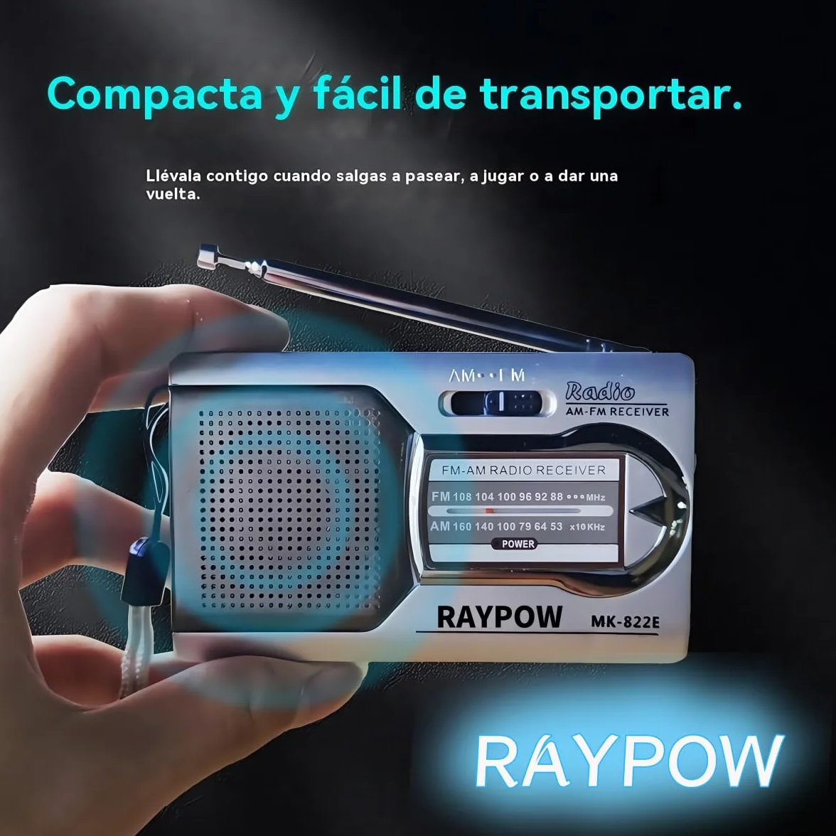 Radio de Portátil, Radios de Transistor Am FM 2 Bandas Bolsillo Portátil Funciona con 2 Pilas AA, Radio de Pequeña de Bolsillo Viaje FM,Altavoz Fuerte,Uso en Interiores, Exteriores. (Plata)