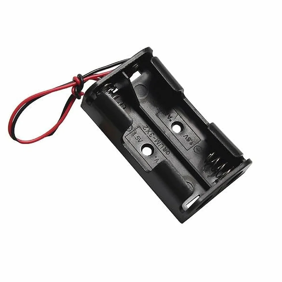 Porta baterías genérico 2xAA 1,5V con cables de 15cm - Porta alimentación electrónica DIY, fuente de alimentación para reparaciones