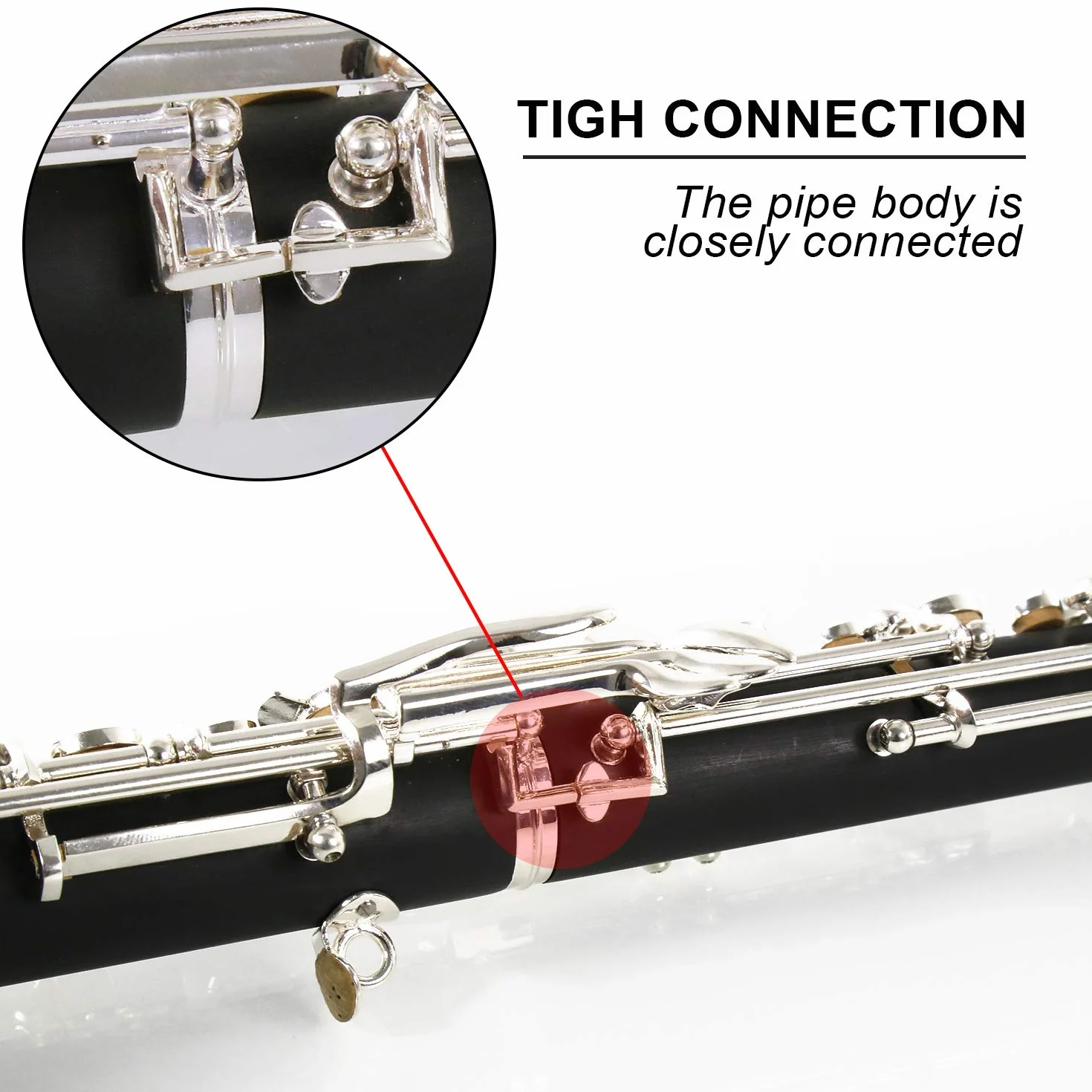 Rochix Nivel SH15 Oboe para principiantes, cuerpo de madera compuesta plateada, tono C semiautomático con 1 hojas, 1 paño limpieza, hisopo soporte descanso del pulgar, estuche y más