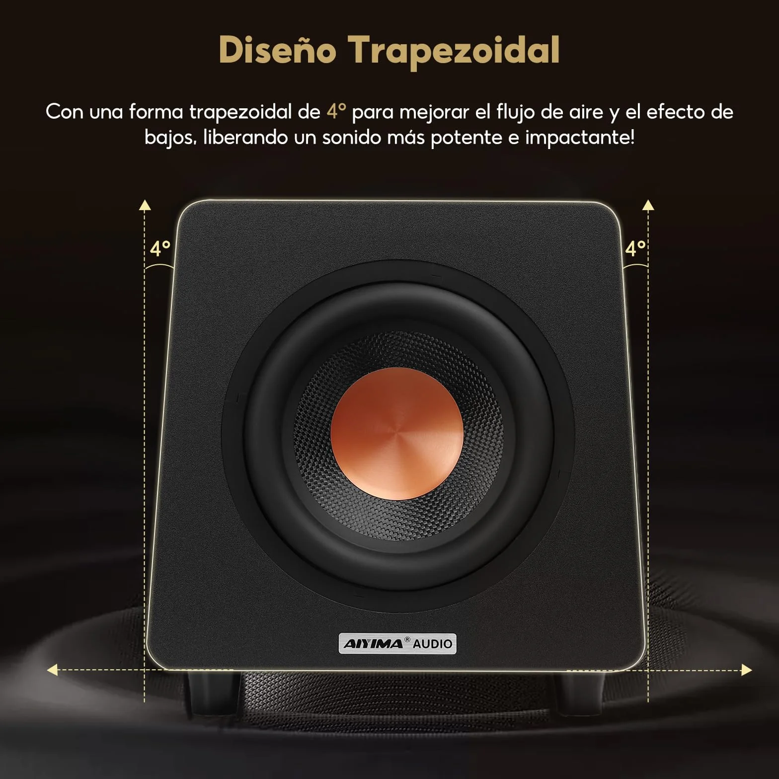 AIYIMA 800X Subwoofer Activo 8 Pulgadas 150W Pico 100W RMS Amplificador Integrado MDF 30Hz-300Hz RCA AUX LFE