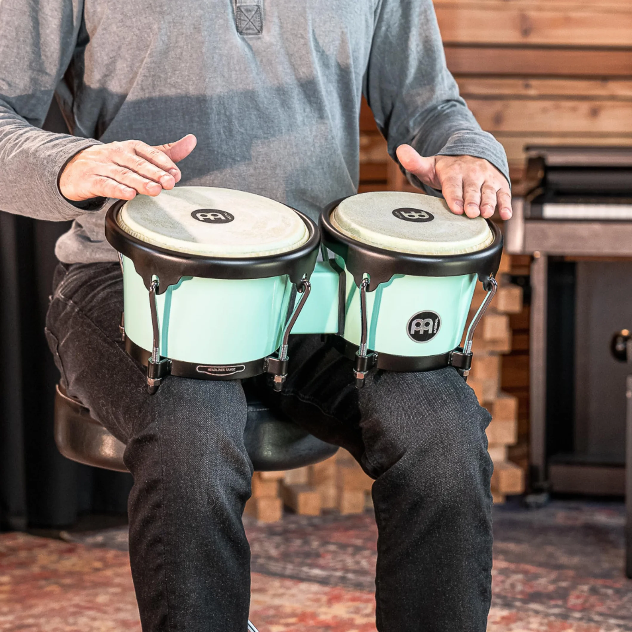 MEINL Percussion Headliner Bongo - Journey Series - Special Edition - 6 1/2" Macho & 7 1/2" Hembra - Seafoam Green (HB50SF)