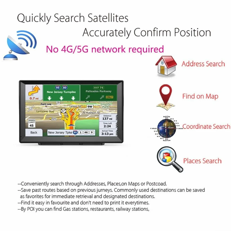 GPS para camiones 9 pulgadas mapa Europa 2024 8G+256M FM