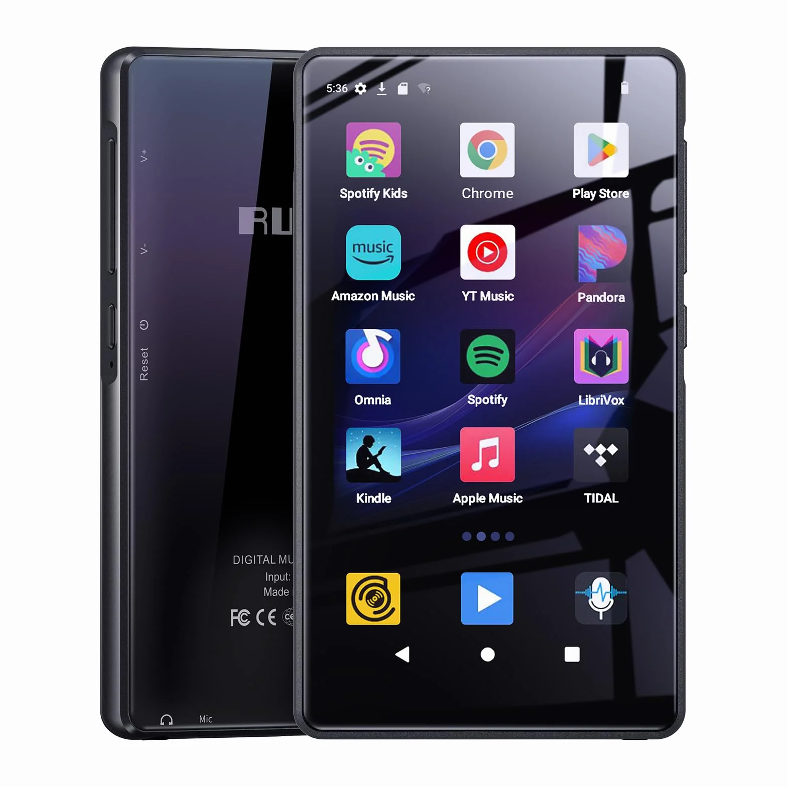 163GB Reproductor MP3 Bluetooth Spotify, 4.5 Pulgadas Pantalla Táctil MP4 y WiFi, Reproductor Música WLAN Android con Amazon Music, Deezer, Audible, Radio FM, Play Store