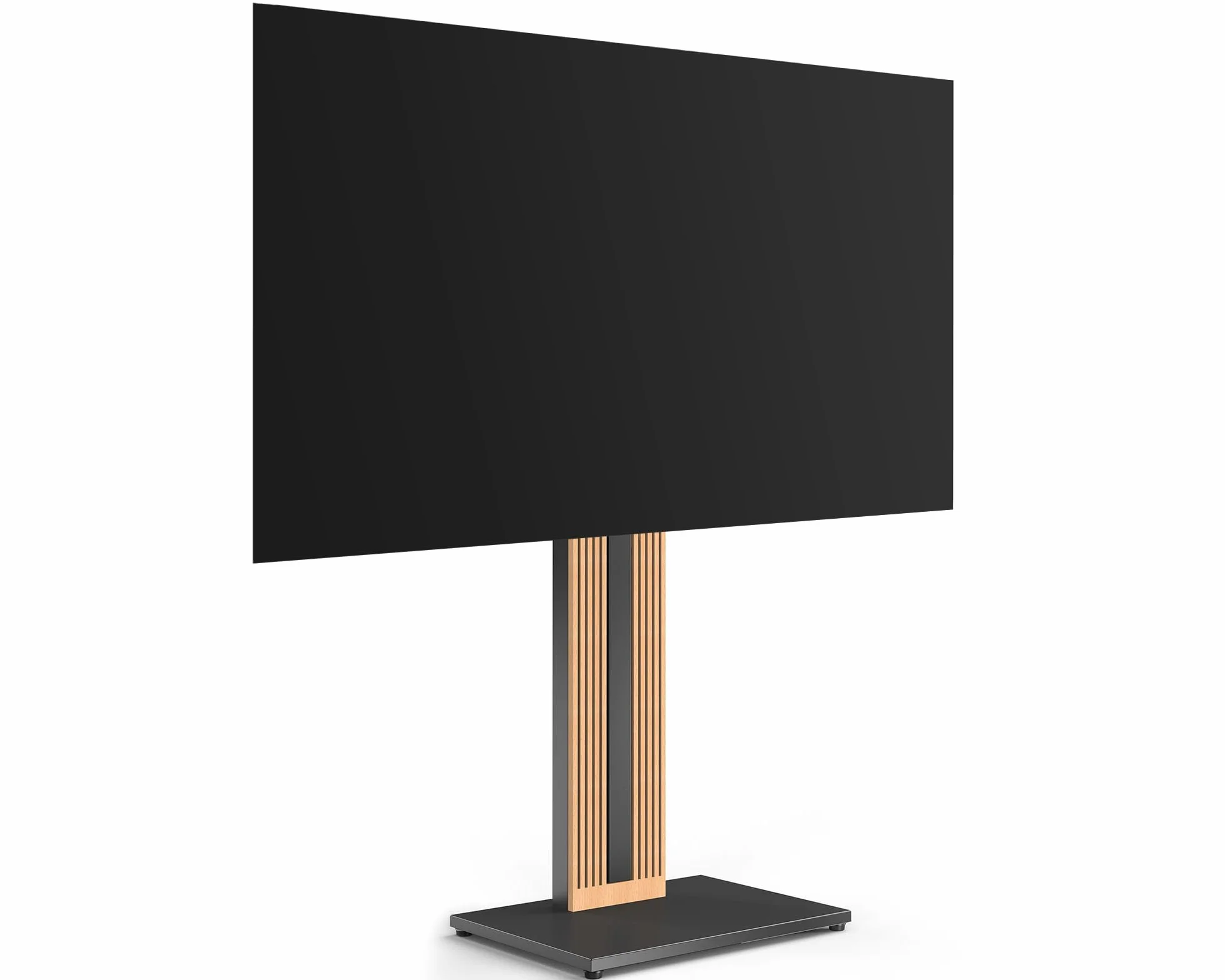 FITUEYES Soporte TV Pie de 32-65 Pulgadas Soporte TV Suelo de Madera de Haya Pie Altura Ajustable y Giro
