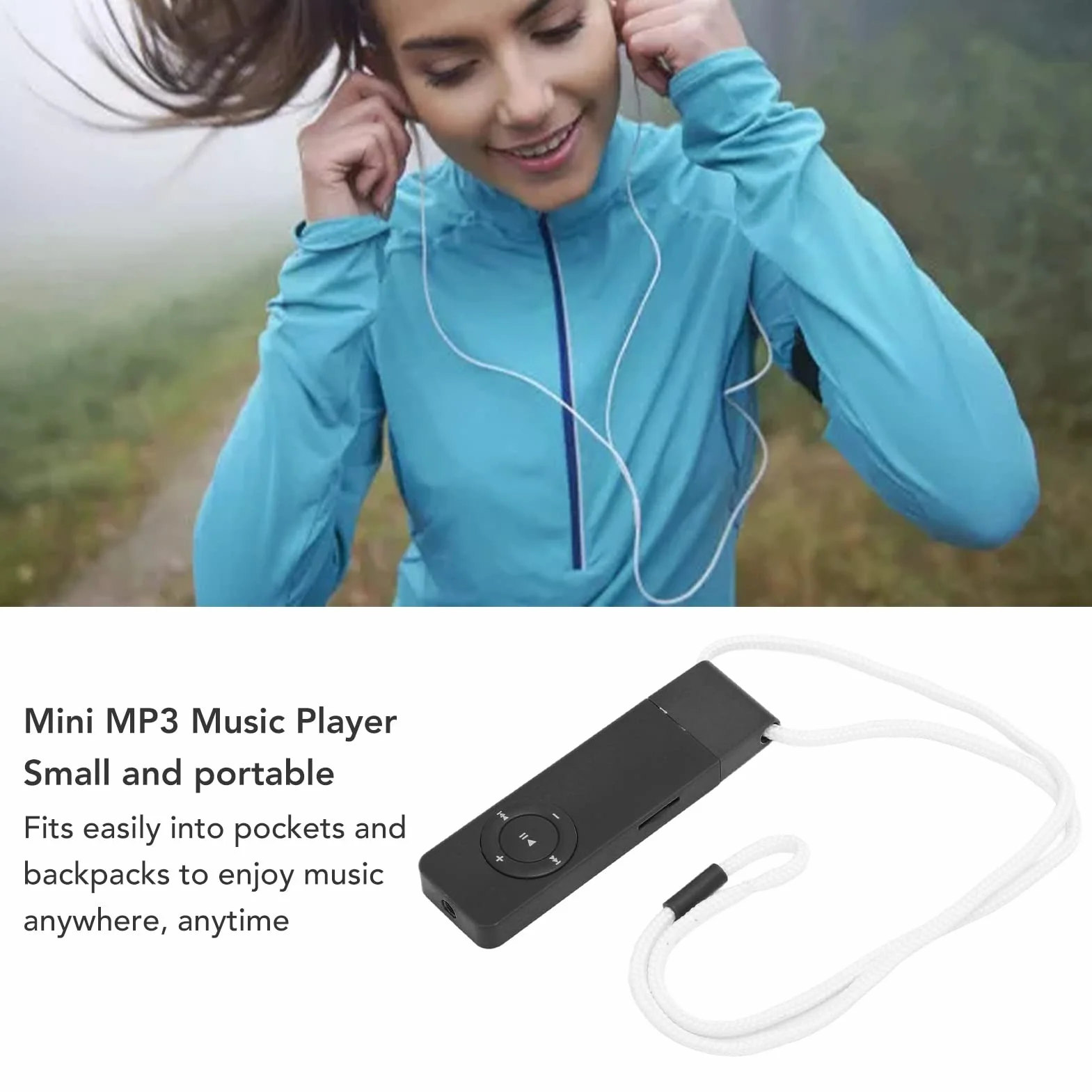 ASHATA Reproductor de MP3, Reproductor de MP3 de Música Digital sin Pérdida Portátil de 64 GB, Reproductor de Música MP3 de Sonido de Alta Fidelidad Portátil, Mini Reproductor de Libros(Negro)
