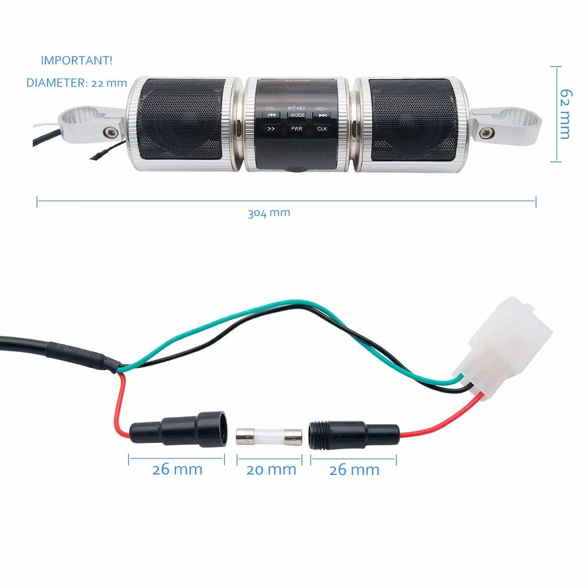 Baceyong - Sistema de sonido Bluetooth para moto MP3 FM Radio Altavoces estéreo universal, impermeable Bluetooth MP3 Moto Audio Radio Sistema de sonido Altavoz estéreo
