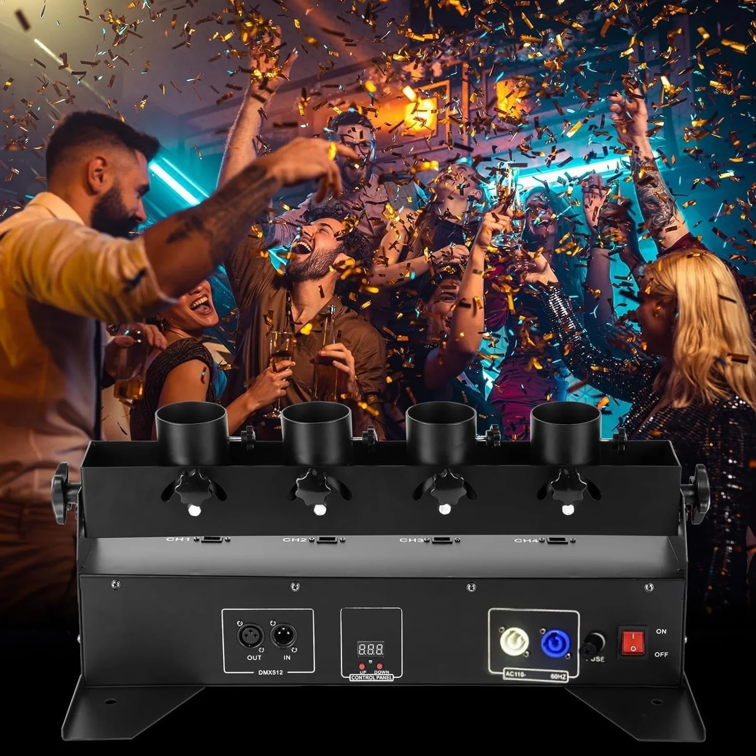 Lanzadores de confeti profesionales, Confetti Blaster controlado por DMX, Máquina de confeti for celebraciones de festivales for discotecas, eventos festivos, bodas y fiestas de DJ.