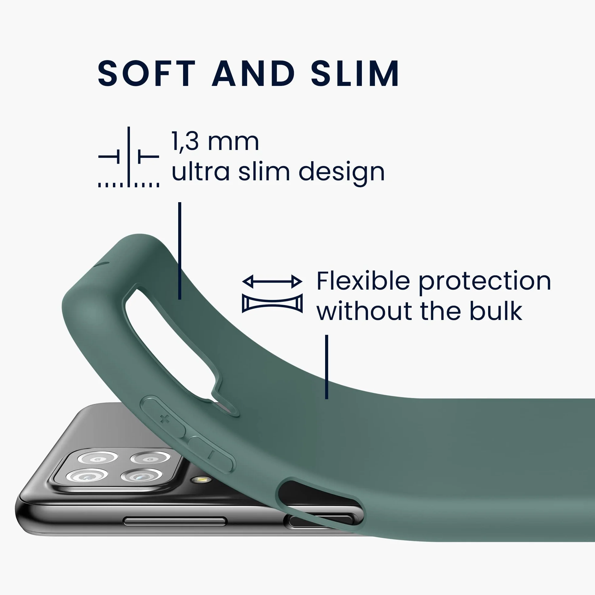 kwmobile Funda Samsung Galaxy A22 4G Carcasa TPU Silicona Bordes elevados Azul Verdoso
