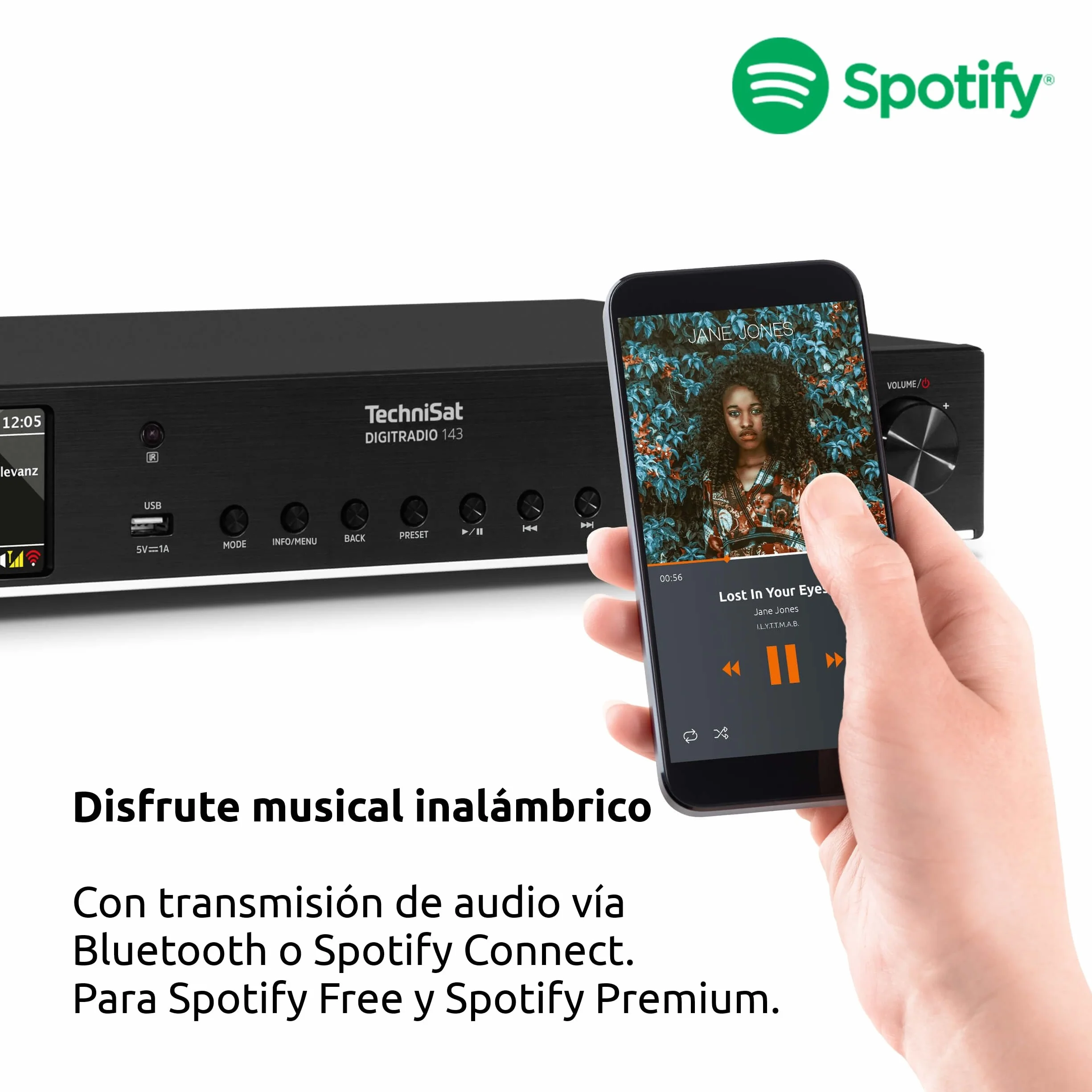TechniSat DIGITRADIO 143 (V3) - Sintonizador HiFi de Radio por Internet (Radio Digital Dab+, transmisión de Audio Bluetooth, Spotify Connect, Antena de Lanzamiento, Control Remoto, Ancho de 43,5 cm)