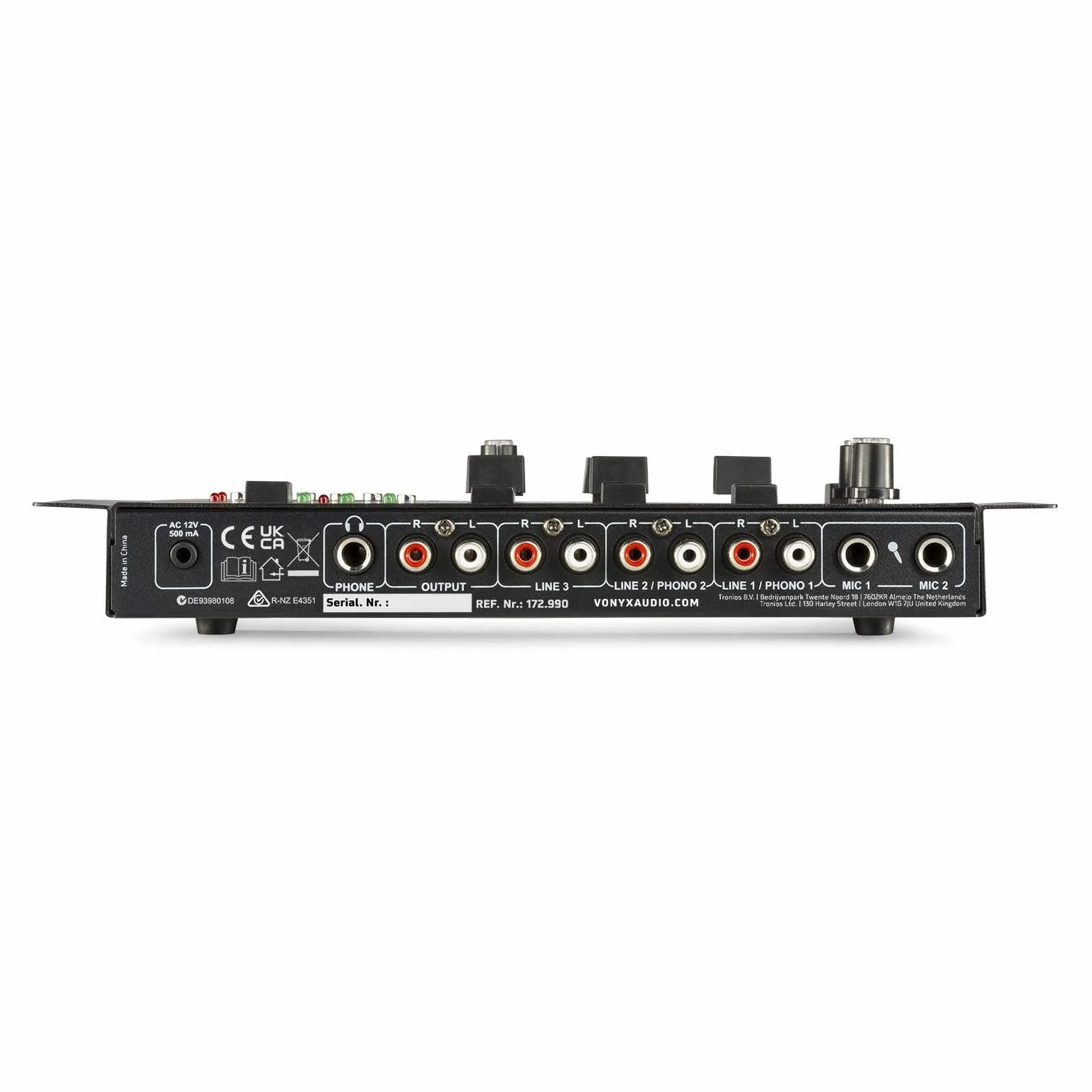 Vonyx STM3030 - Mezclador de 4 canales con reproductor de MP3 USB y tarjetas SD, conexión Bluetooth, funcion grabación en Wav, entrada para 2 micrófonos, talkover, 2 canales linea/phono, función cue