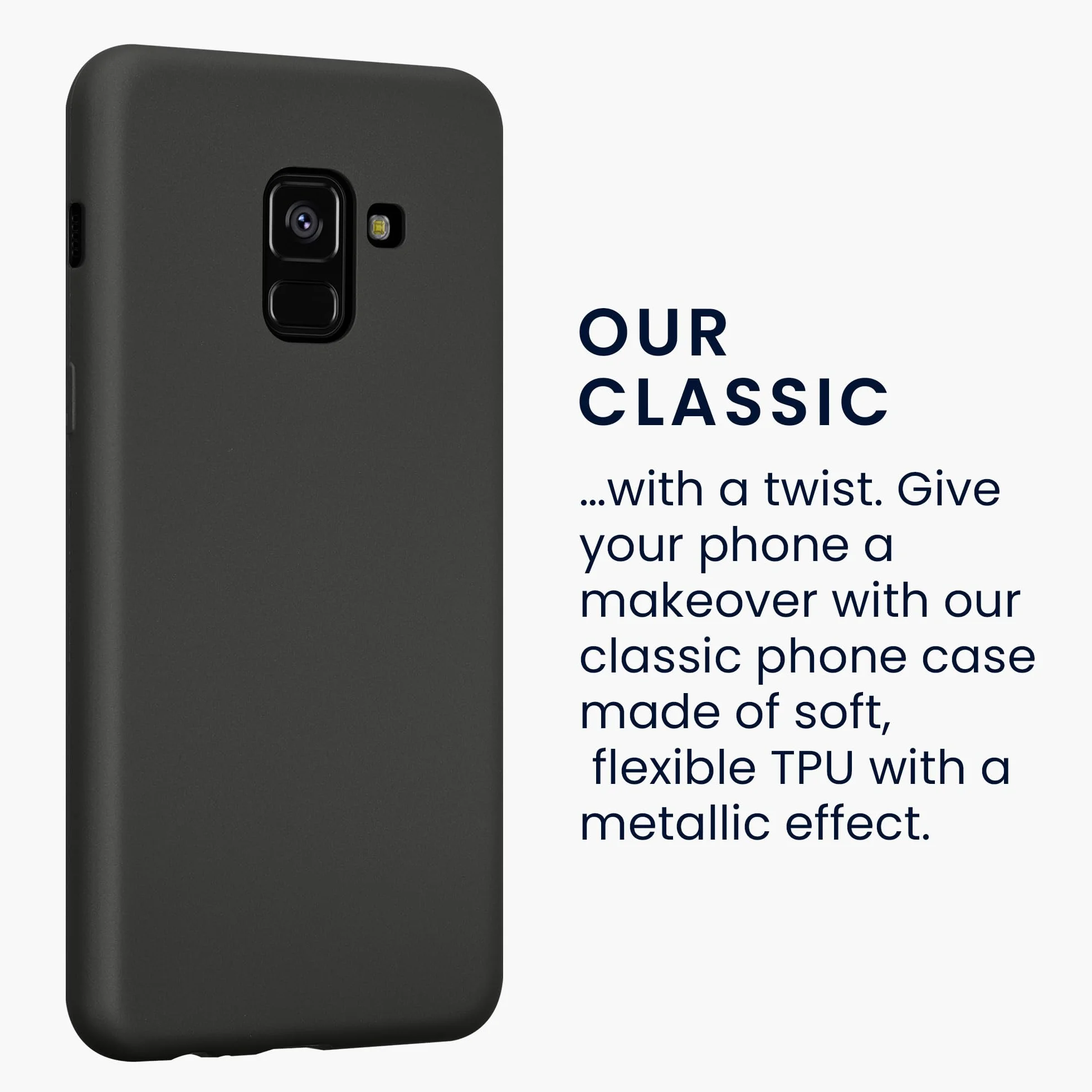 kwmobile Funda Samsung Galaxy A8 (2018) Carcasa TPU Silicona Ultrafino Antigolpes Gris Metalizado