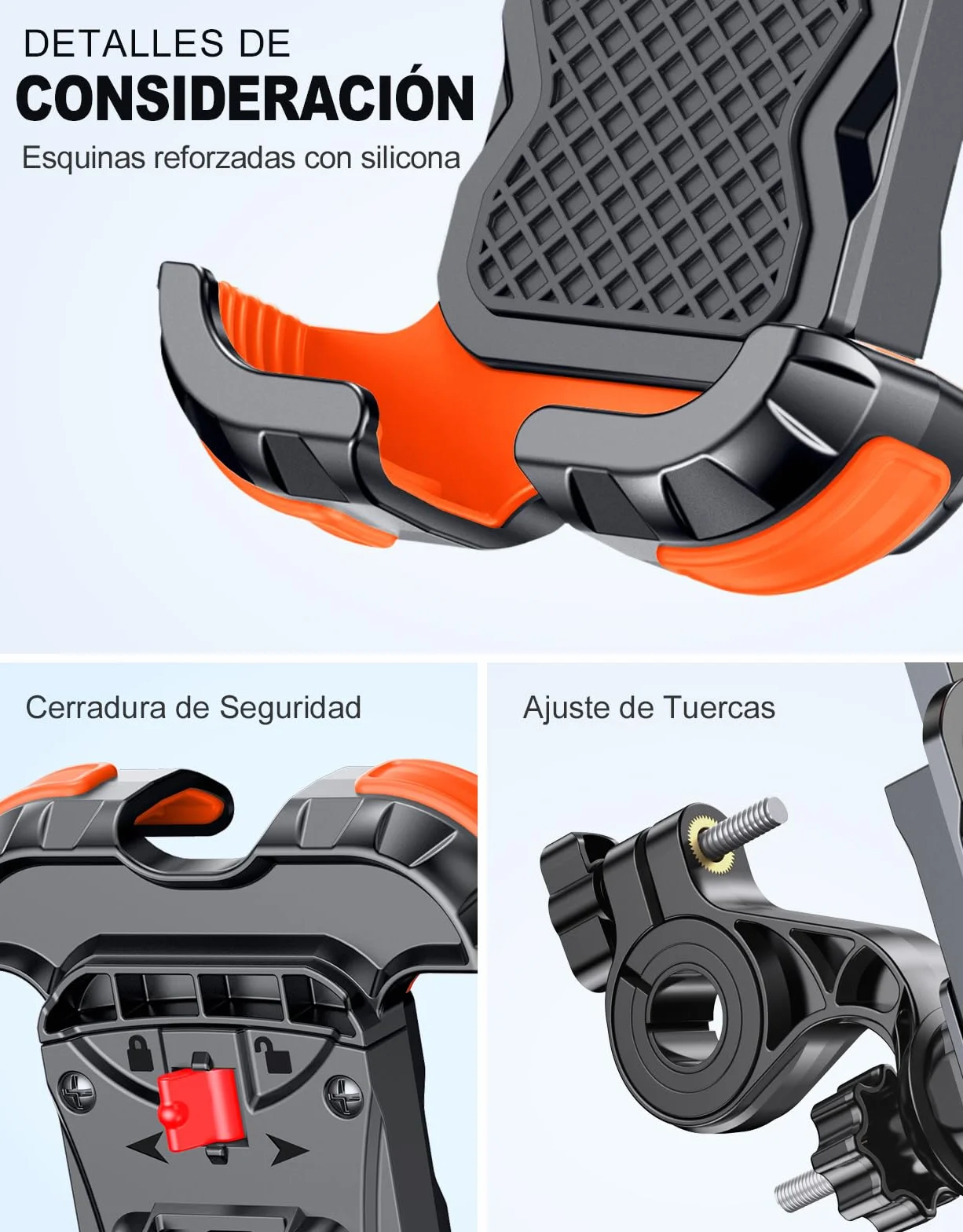Soporte Móvil Bicicleta Universal 360° Rotación Anti Vibración para Manillar Compatible 4.7-6.8" iPhone