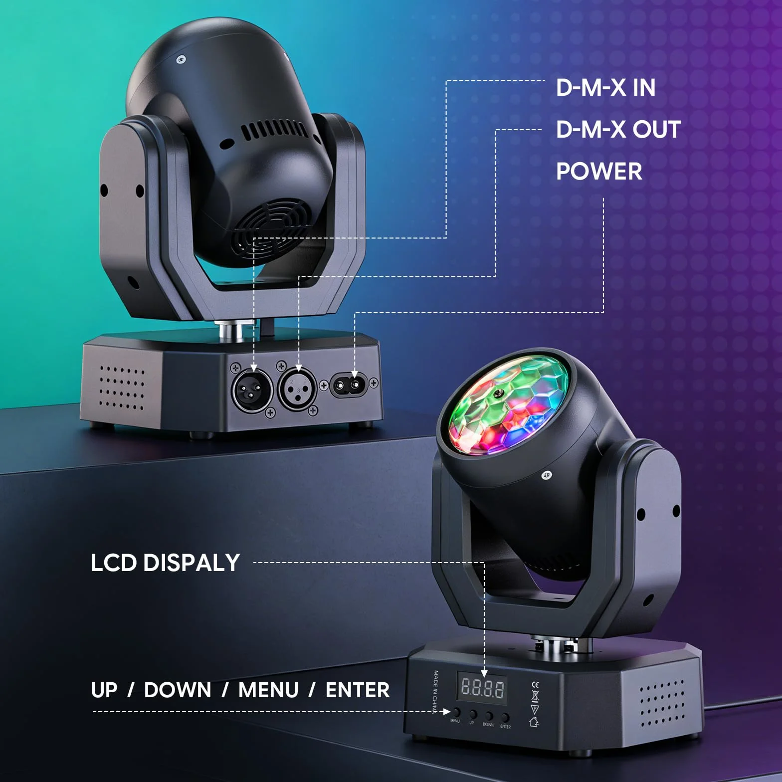 Cabeza Móvil LED 30W,DMX512 RGW Efectos de Iluminación,5 Modos de Control Con Control Remoto Mini Cabeza Movil LED Discoteca Para DJ, Fiestas e Iluminación