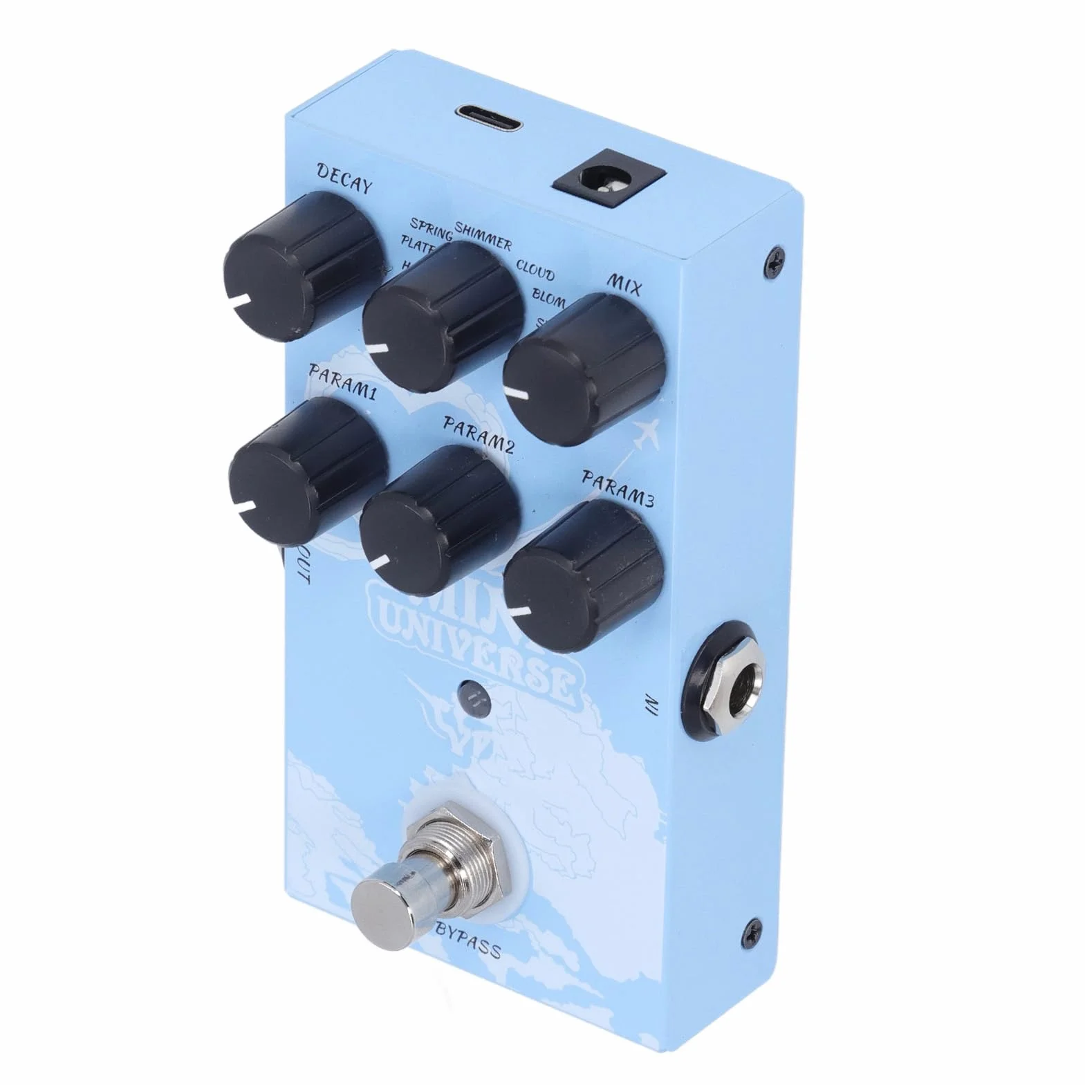 Pedal de Guitarra de Reverberación, Pedal de Efecto de Guitarra de Reverberación Digital Mini Universe con 9 Sonidos de Diversos y Tonos Auténticos Cálidos, Compatible con Adaptador USB