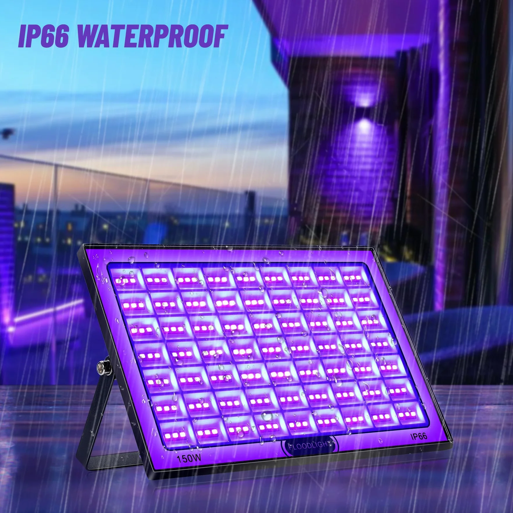 Luz Negra LED 2 Piezas, 150W Luz uv Impermeables IP66, para Disco DJ, Iluminación de Escenario, Fiesta Glow, Decoración De Halloween, Fiesta Fluorescente