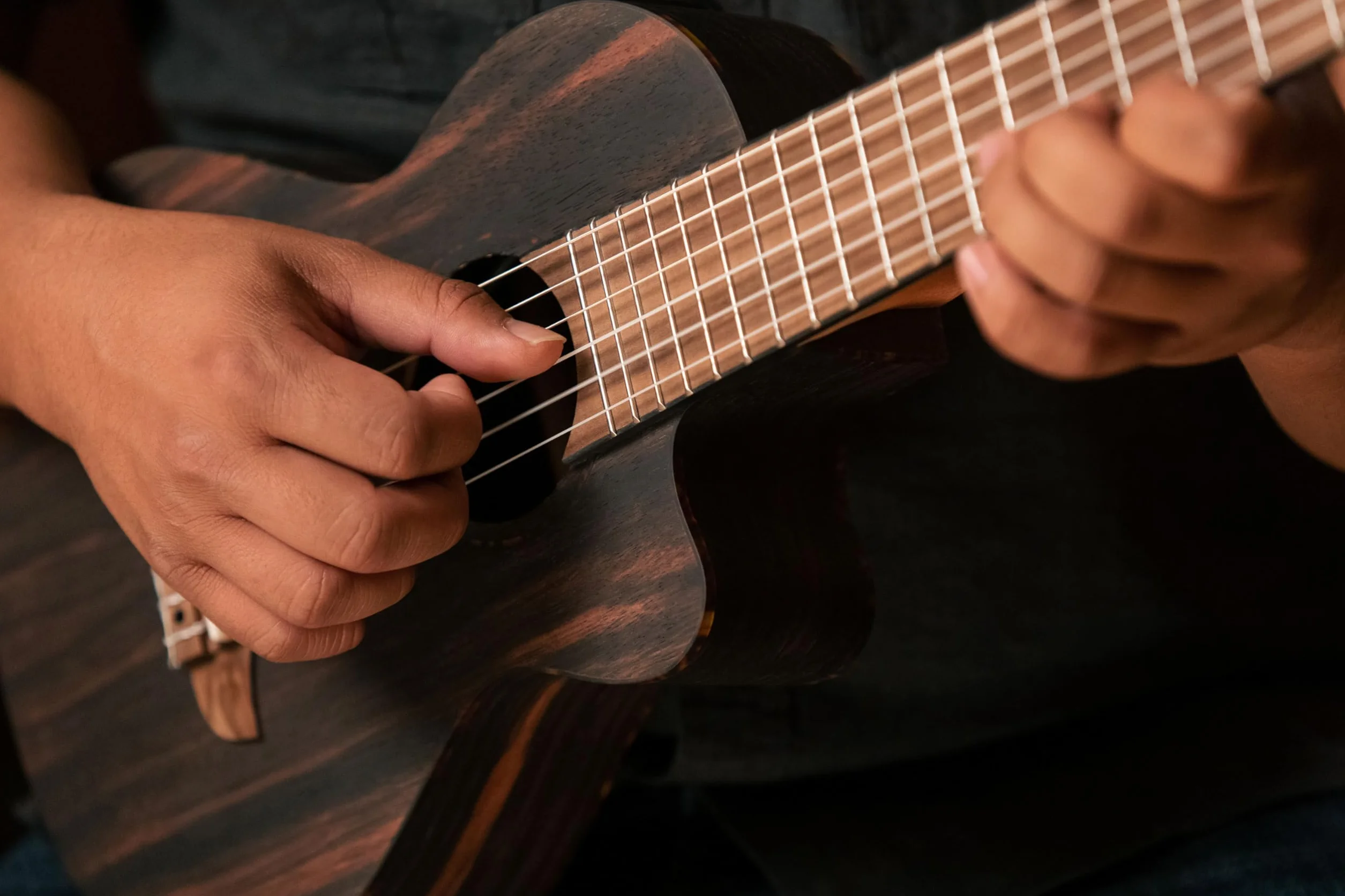 Ortega Guitars Travel Guitar electroacústica - Mini/Travel Series - Guitarlele 6 cuerdas - Ébano, caoba (RGL5EB-CE)