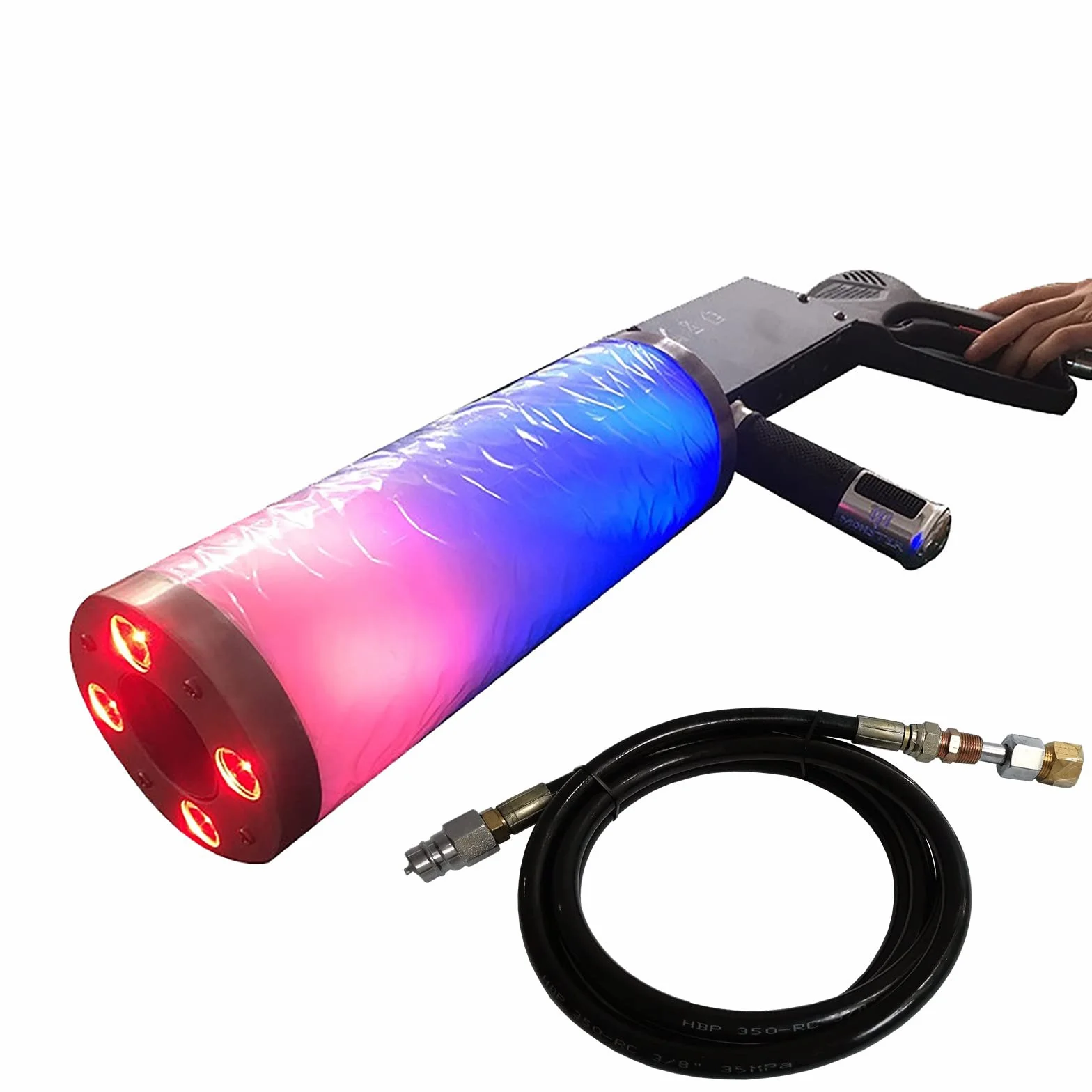 Janefer care Máquina de Niebla de CO2, Pistola de cañón de CO2 LED de Mano, máquina de Chorro RGB, Barra de Club, Efectos de DJ, Pistola de Humo, Rojo, Verde, Azul, 3 Colores