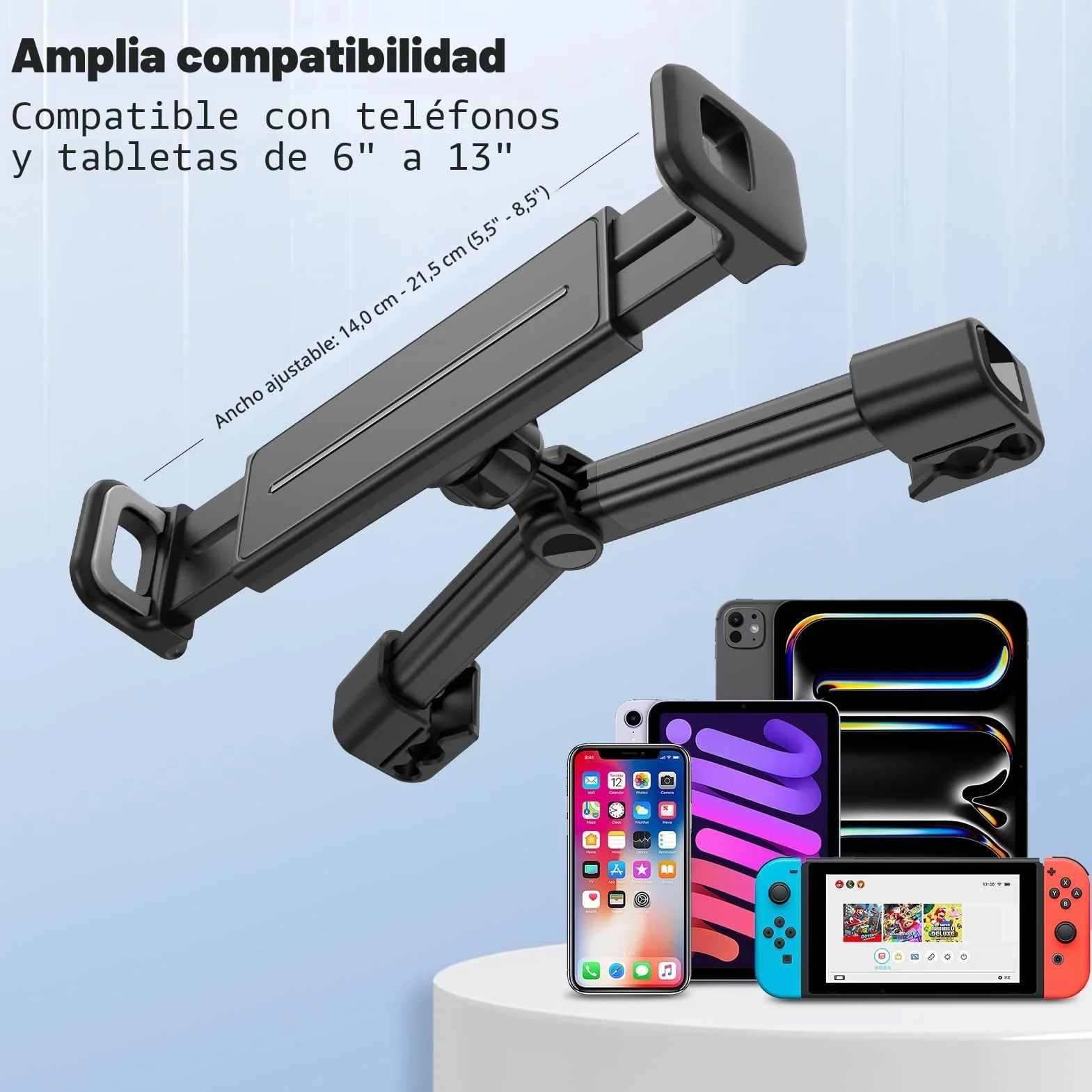FINTIE Soporte Tablet Coche Universal 6-13"- [360° Giratorio] Soporte Tablet Ajustable para Reposacabezas de Coche para iPad Air/Pro/Mini, Galaxy Tab, Smartphone, Kindle, Fire