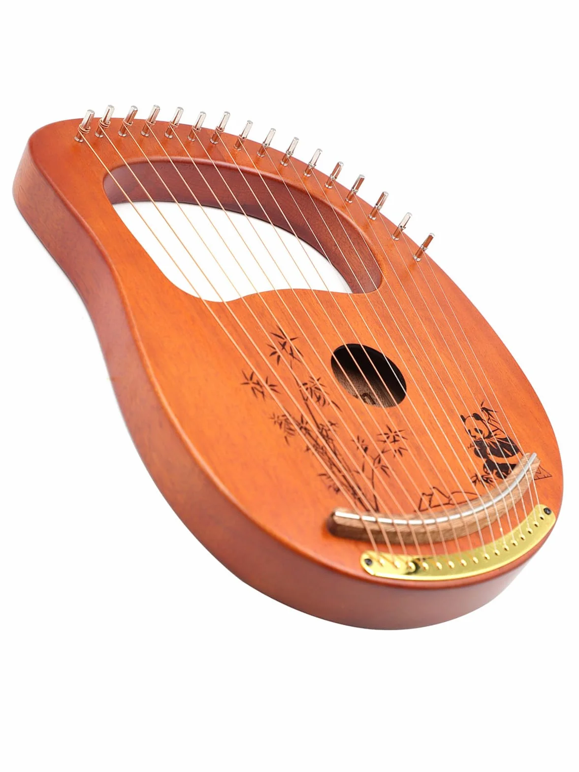 Rayzm Lyre Harp, instrumento lira de caoba de madera maciza con diseño de patente, arpa portátil de 16 cuerdas de metal para adultos/niños/principiantes
