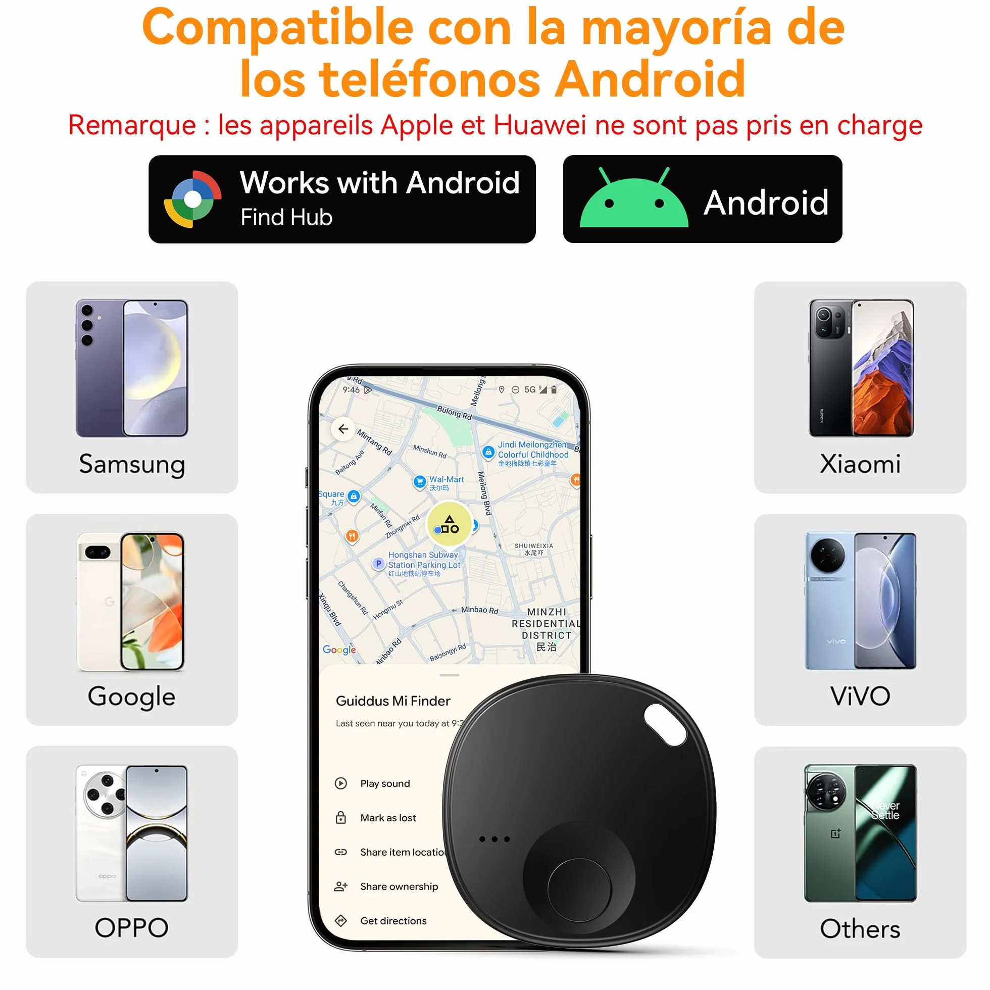 Android Air Tracker, 4 Pack Smart Tag, Localizador Bluetooth Compatible con Google Find Hub (Solo Android), Bluetooth Tracker Tag para Maletas, Cartera, Equipaje