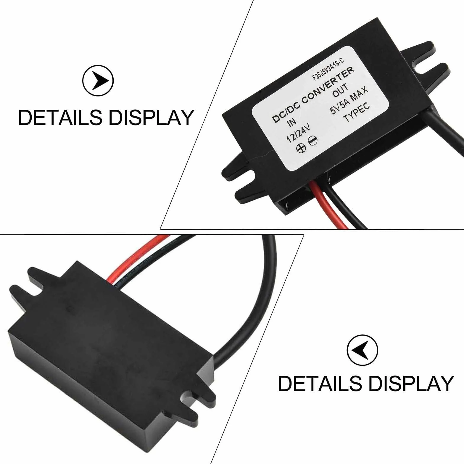 BlissfulAbode DC 12V/24V a 5V USB C 25W módulo convertidor con Salida 5A para Carga móvil