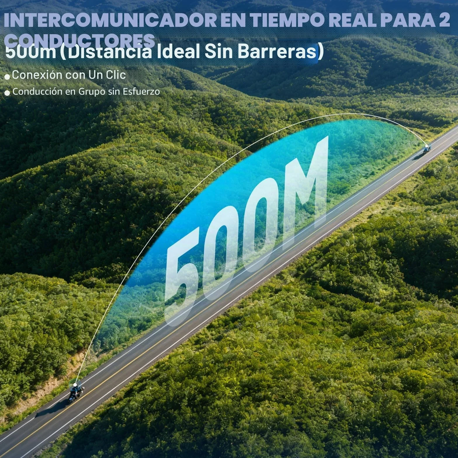Intercom Moto Duo BT 5.4 Sistema de Comunicación 500 m IP56 Resistente al Agua para 2 Cascos