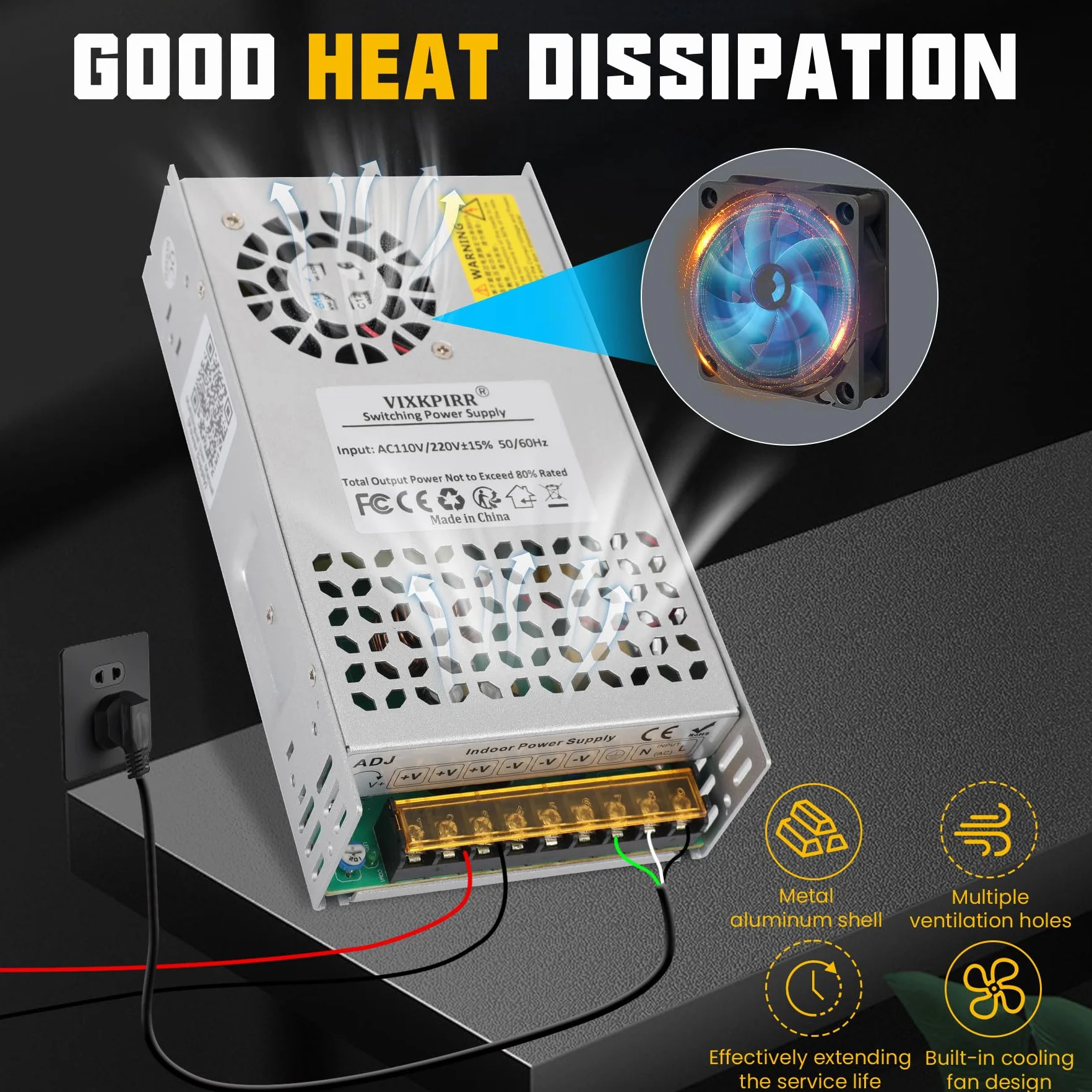 DC 24V 25A 600W Fuente de Alimentación Transformador 220V CA a CC 24V Convertidor 25A 600W Alimentacion Adaptador para 24Volt LED lámpara Motor Bomba CCTV Cámara Seguridad Car Stereo