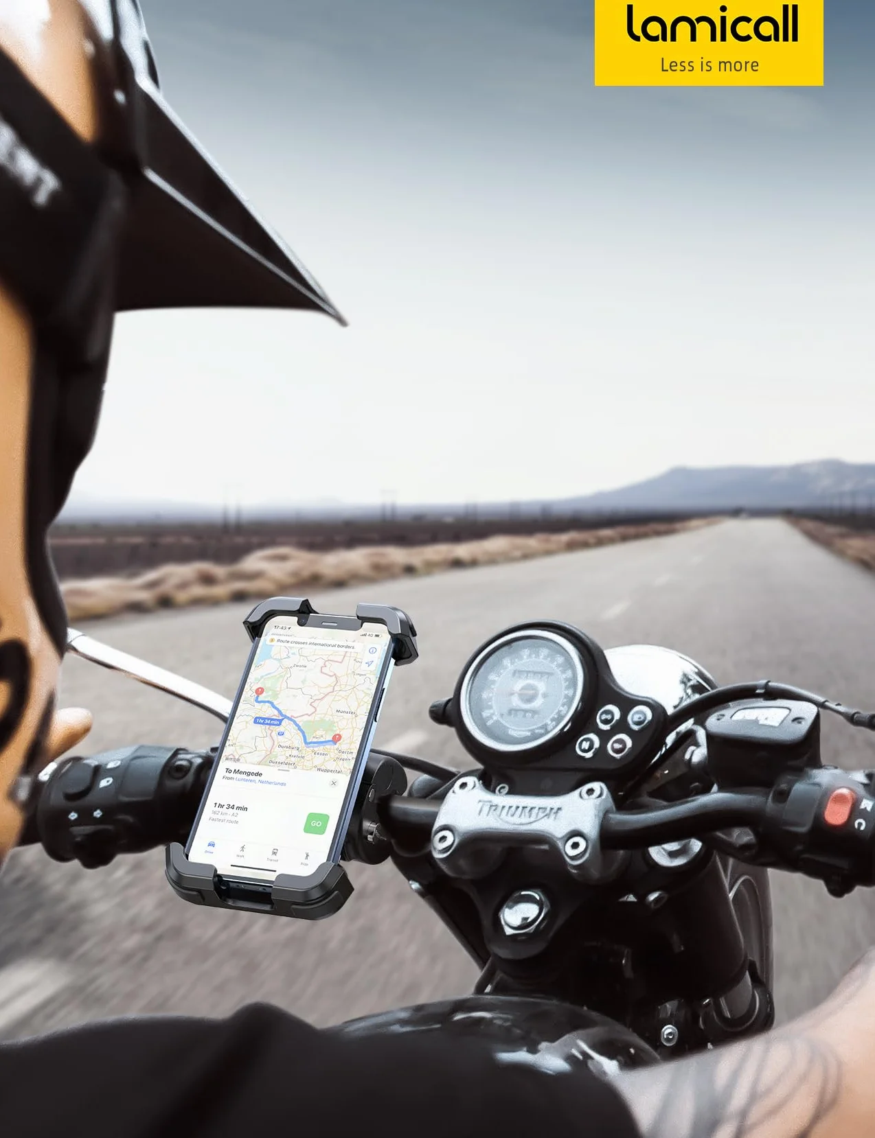 Lamicall Soporte Móvil Bicicleta Moto 360° Rotación Liberación con un Botón para iPhone 17 16 15 14 13 Pro MAX Plus Mini Samsung Huawei 4.7-6.8 Cala