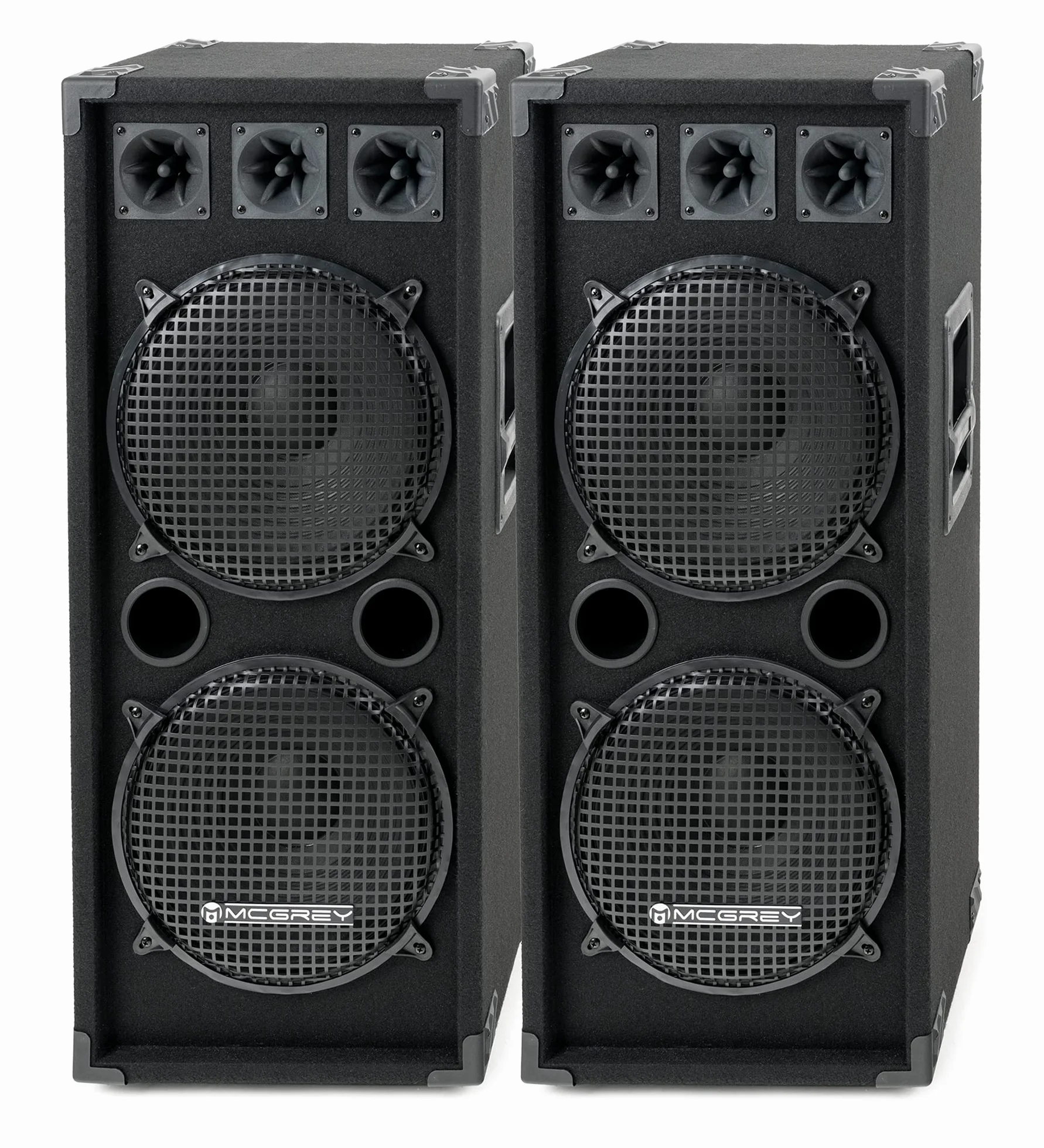 McGrey Pareja DJ-2222 Altavoces DJ PA de 2 Niveles 2X 30cm (12") Subwoofer 2000W (Pasivo, Sistema de 2 Vías, Caja de Madera)