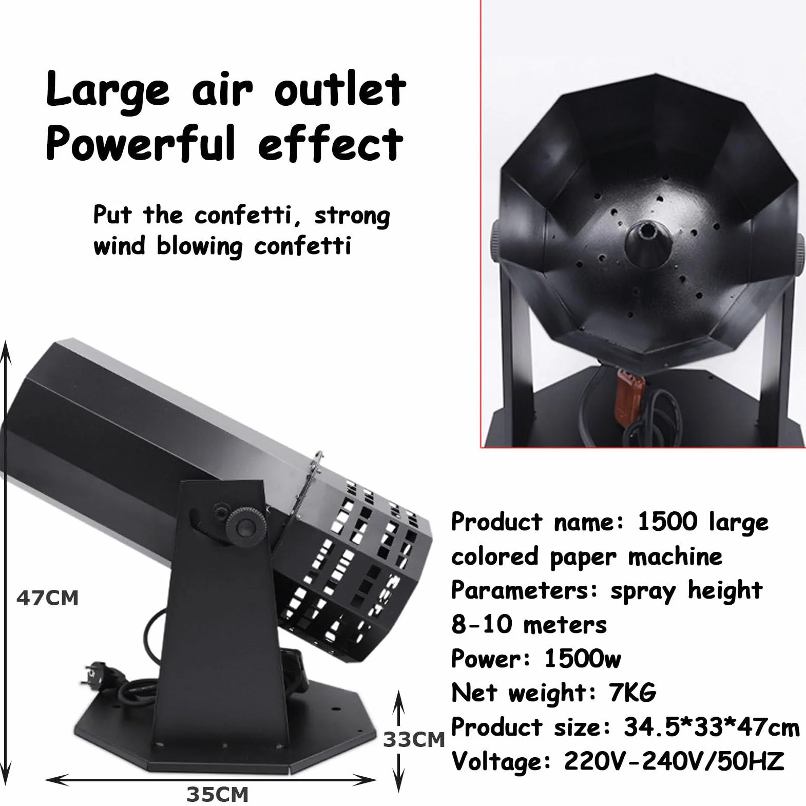 Máquina de cañón Lanzador de Confeti, Soplador de máquina de Confeti con Control DMX de Largo Alcance para conciertos, Fiestas, Bodas, espectáculos de Discoteca, máquina lanzadora de Confeti