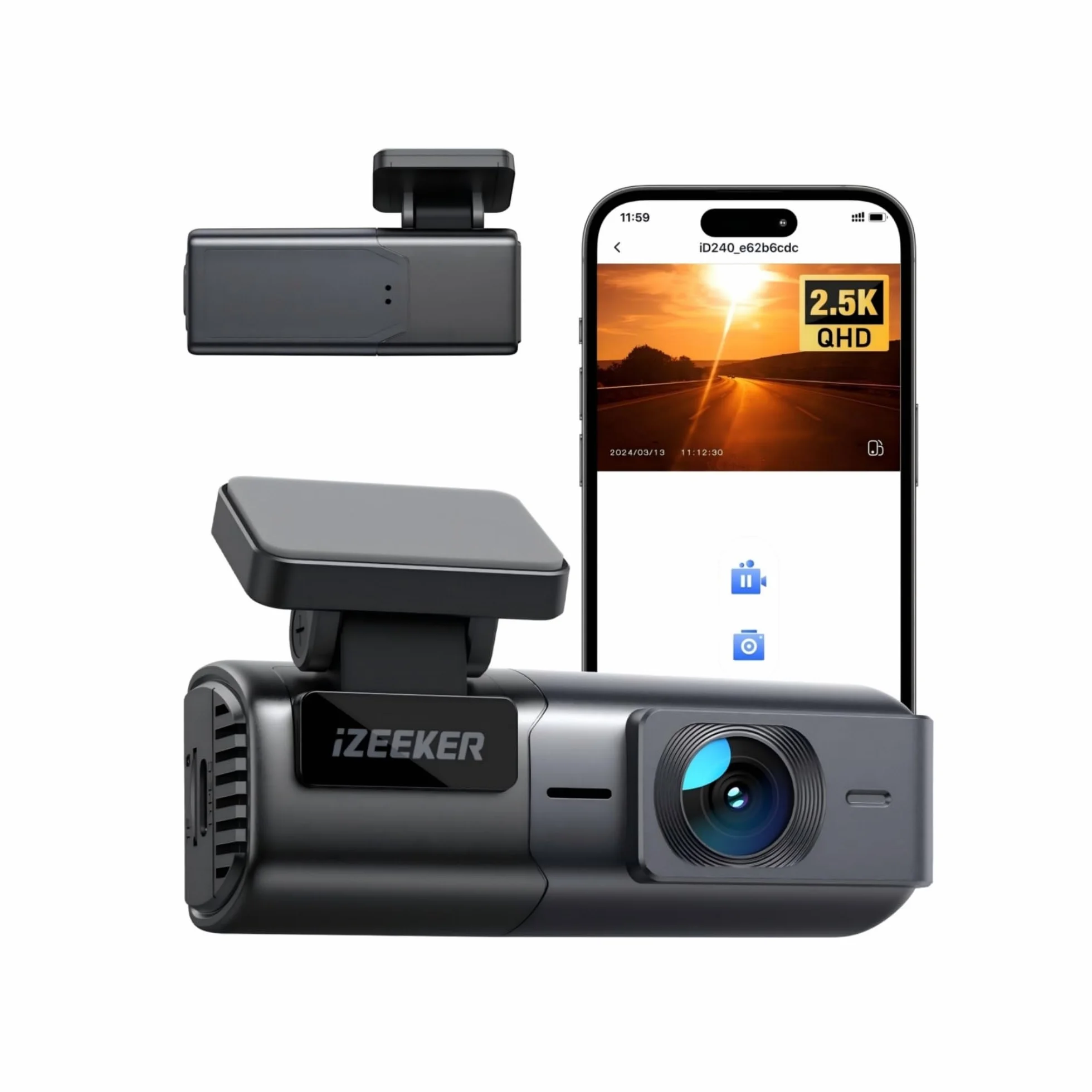 iZEEKER 2.5K Dashcam WiFi Cámara para Coche 1440P Front Dashcam Visión Nocturna WDR G-Sensor Grabación en Bucle Modo Parking 24H