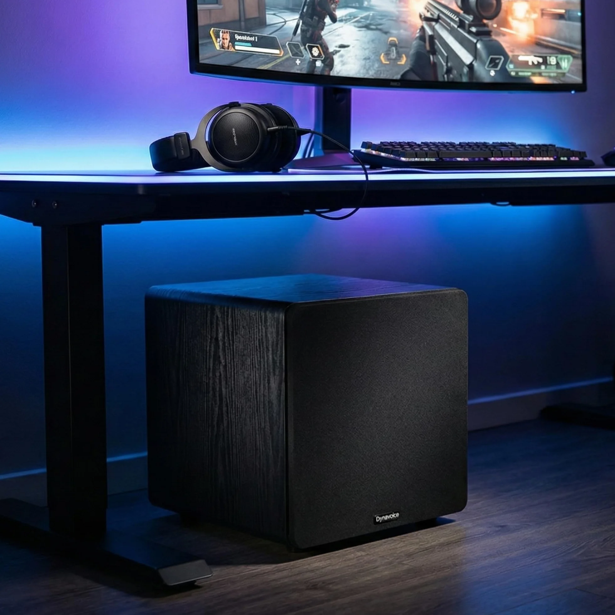 DYNAVOICE Challenger Sub-8 Negro – Subwoofer Activo 8" 90W RMS (125W Máx.), 25-180 Hz, Auto On/Off | para Home Cinema 5.1 y HiFi hasta 25 m² | RCA/LFE y Alta Nivel