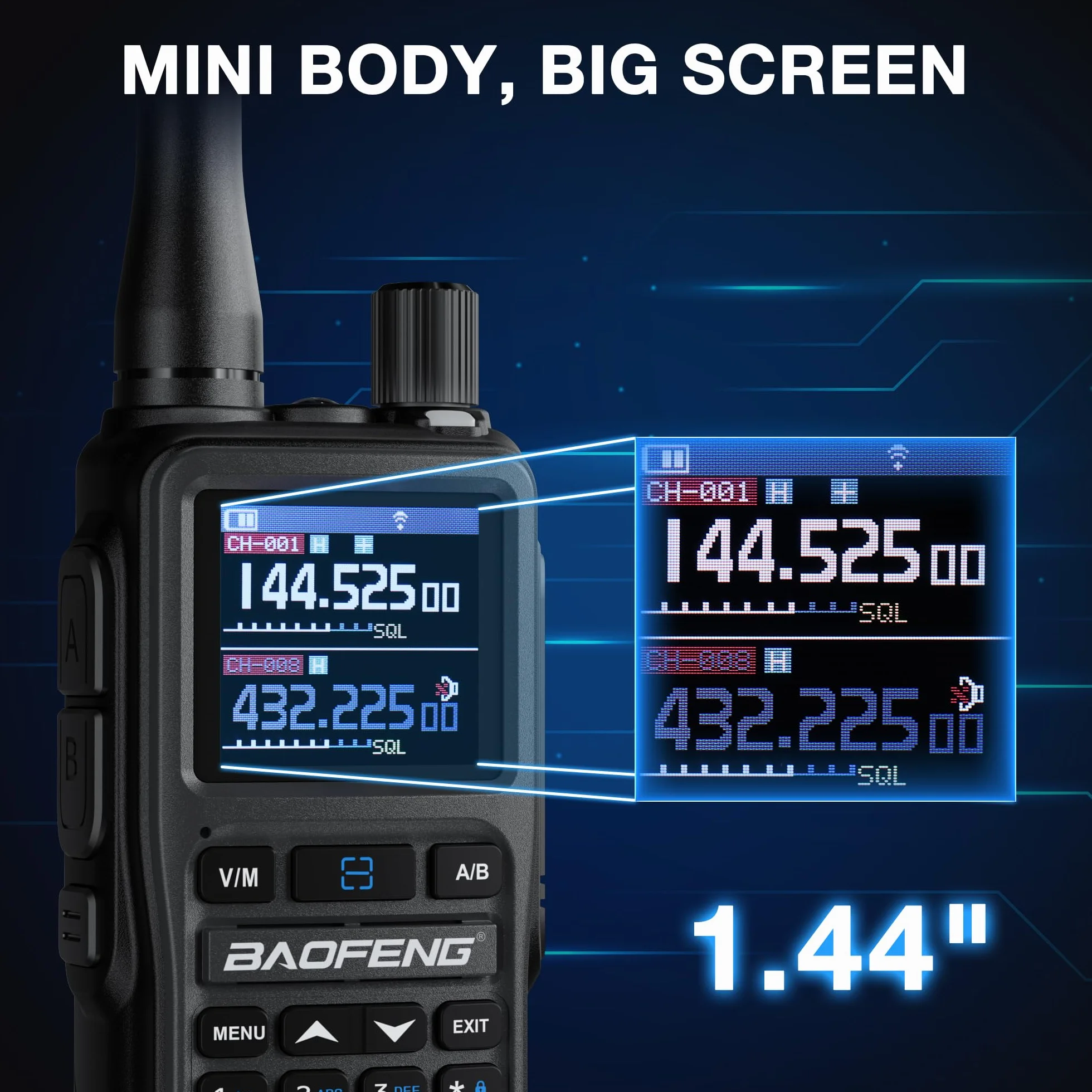 Baofeng GT-5R Mini Radio portátil de 5W de Doble Banda, Walkie Talkie UHF VHF Compacto con programación vía App BT, 999 Canales, Doble PTT, Carga USB-C, Receptor Airband/FM, Linterna, Pack de 2