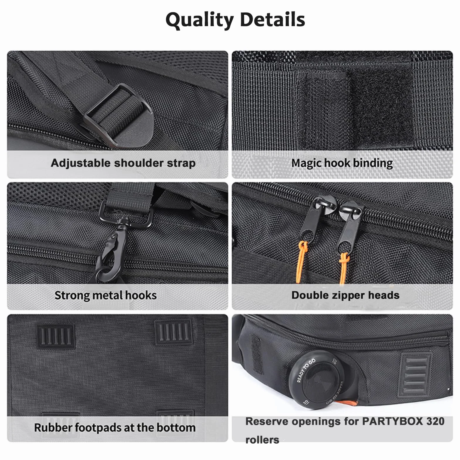 Funda de viaje portátil para altavoz JBL PartyBox Stage 320, bolsa de almacenamiento para altavoces al aire libre (negro)